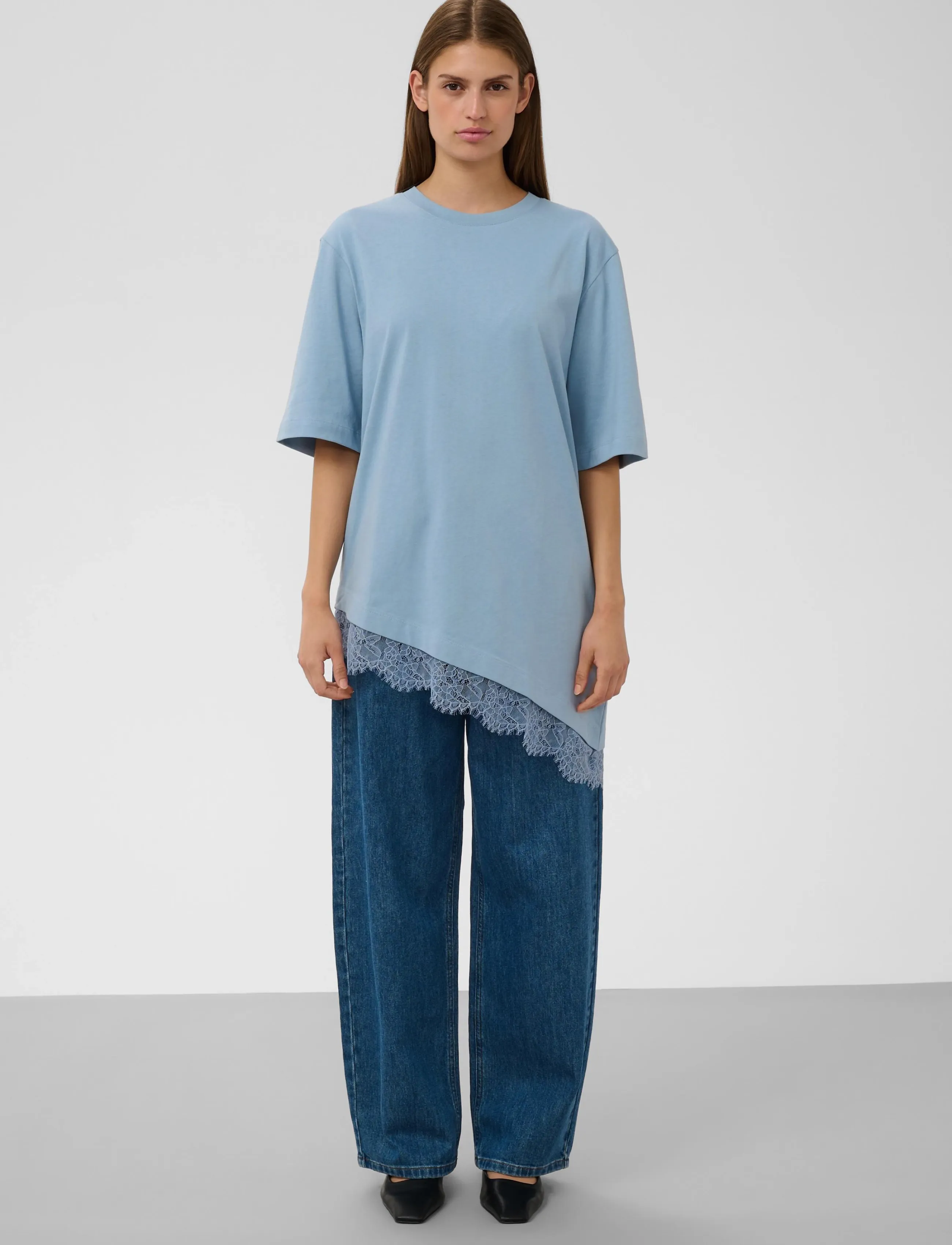Soaked - SLJina Lace Tee - t-shirts - ashley blue - 2
