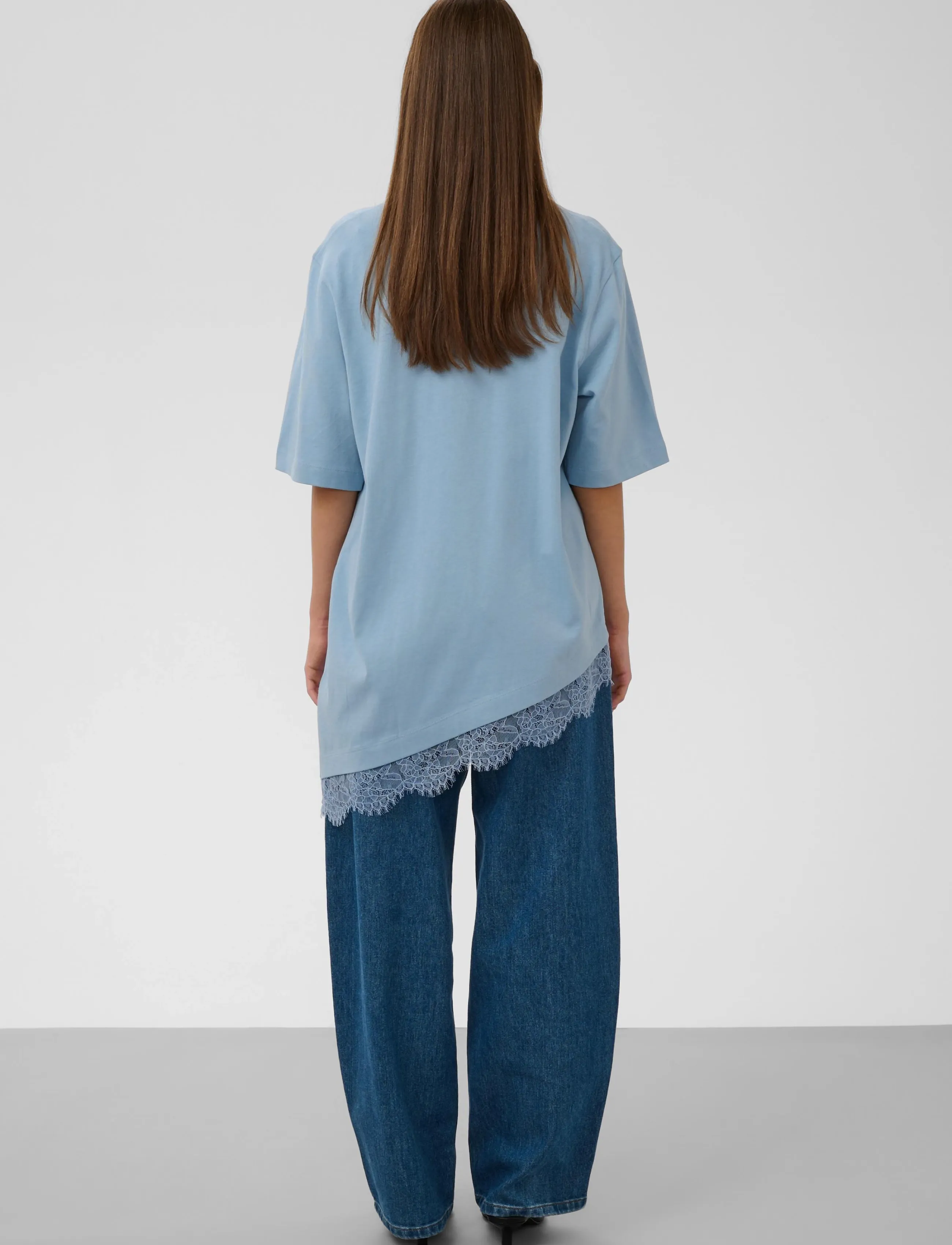 Soaked - SLJina Lace Tee - t-shirts - ashley blue - 3