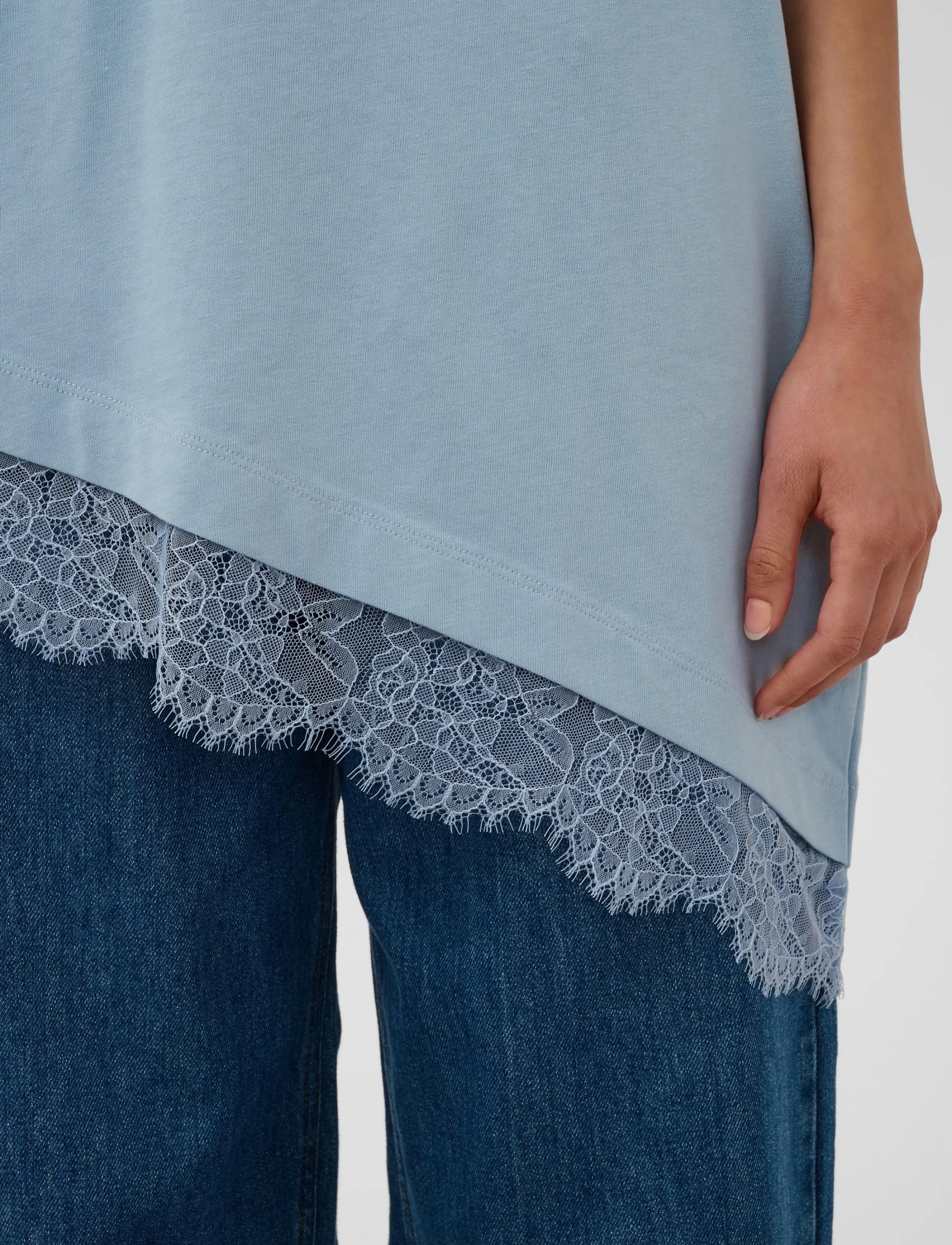Soaked - SLJina Lace Tee - t-shirts - ashley blue - 4