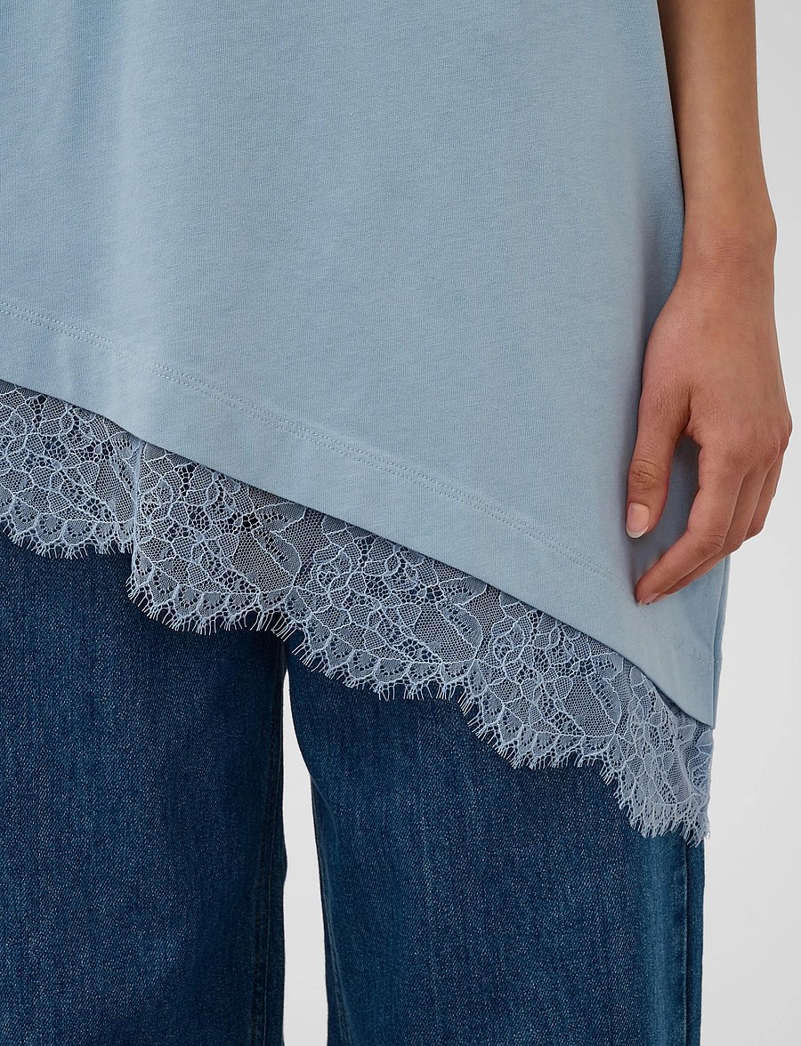 Soaked - SLJina Lace Tee - t-shirts - ashley blue - 4