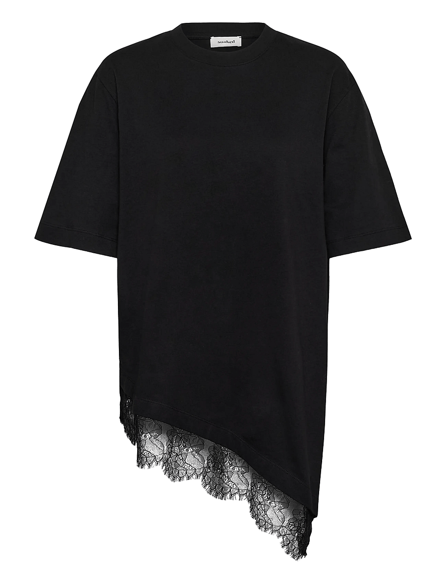 Soaked - SLJina Lace Tee - t-shirts - black - 1