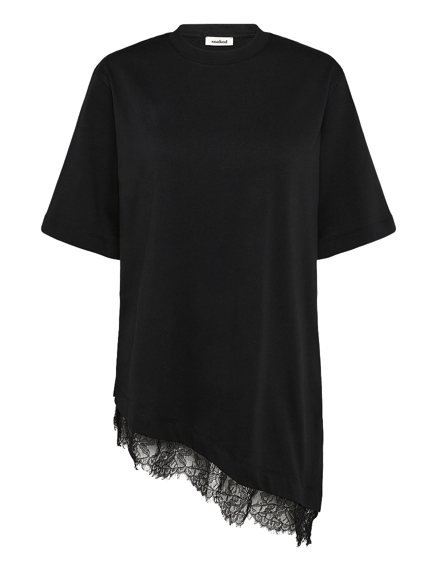 Soaked - SLJina Lace Tee - t-shirts - black - 1