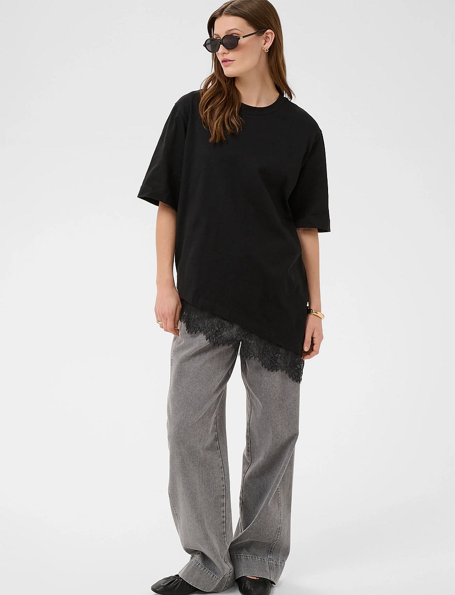 Soaked - SLJina Lace Tee - t-shirts - black - 2