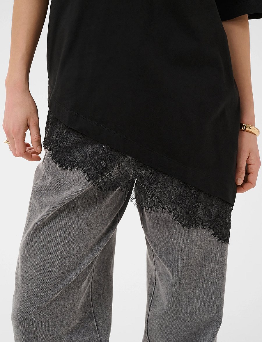 Soaked - SLJina Lace Tee - t-shirts - black - 4