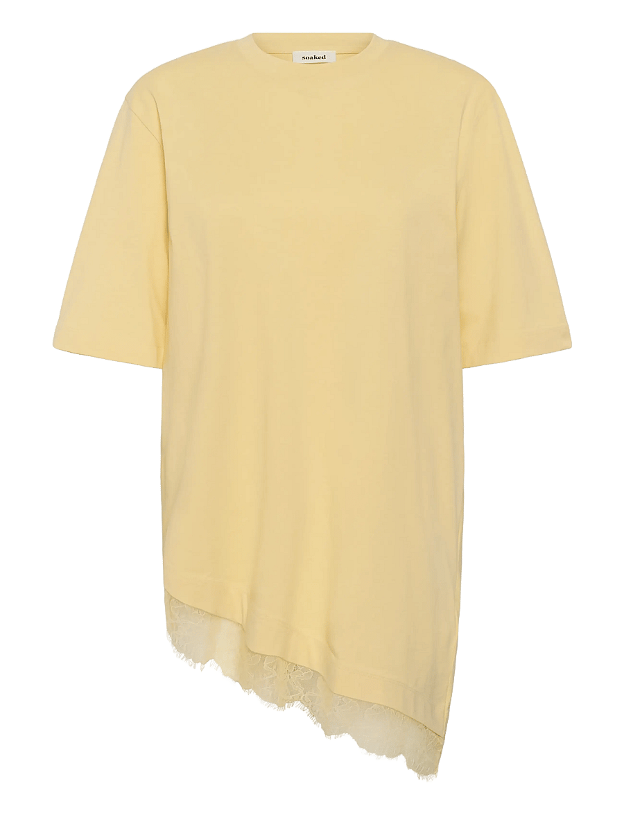Soaked - SLJina Lace Tee - t-shirts - reed yellow - 1