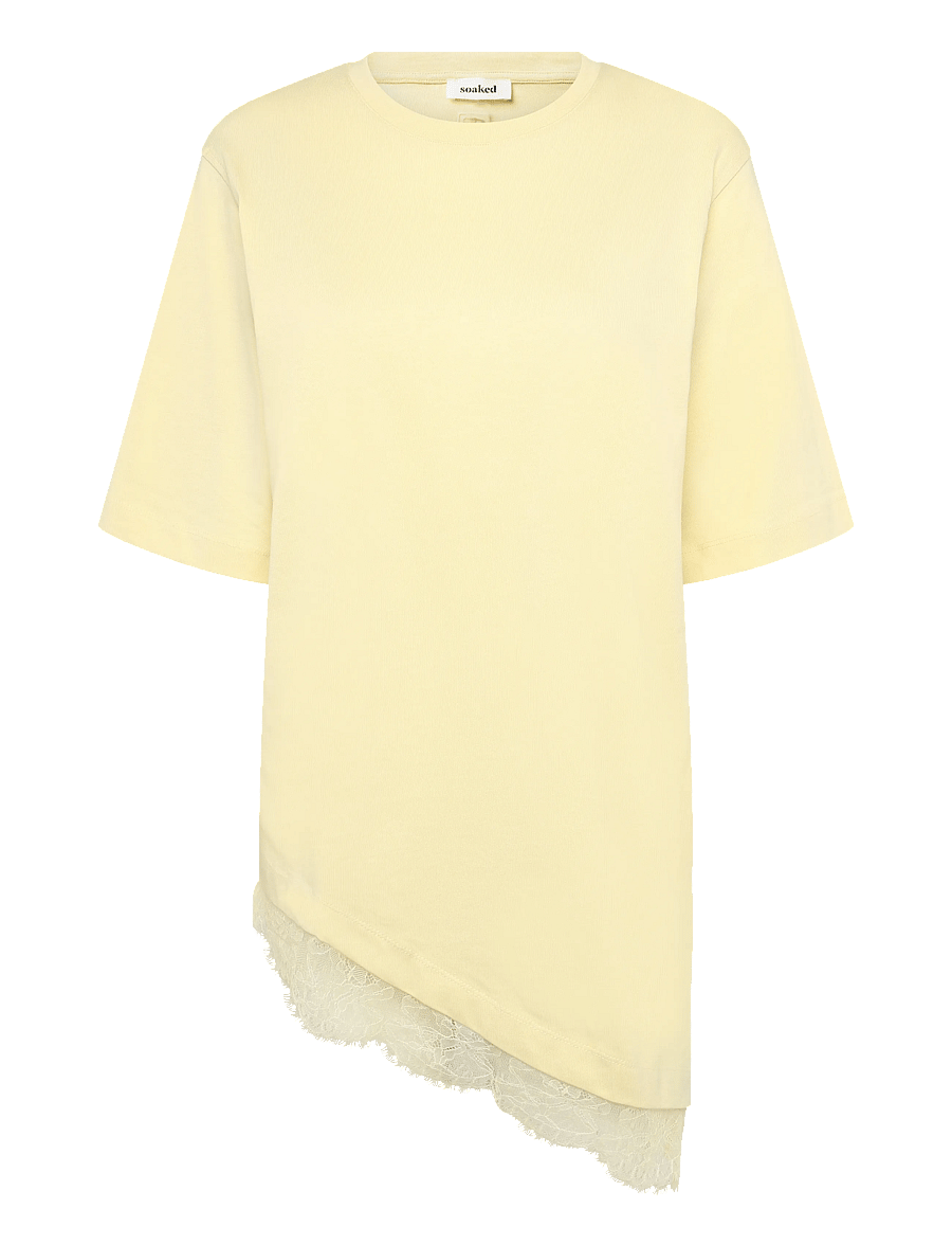Soaked - SLJina Lace Tee - t-shirts - reed yellow - 1