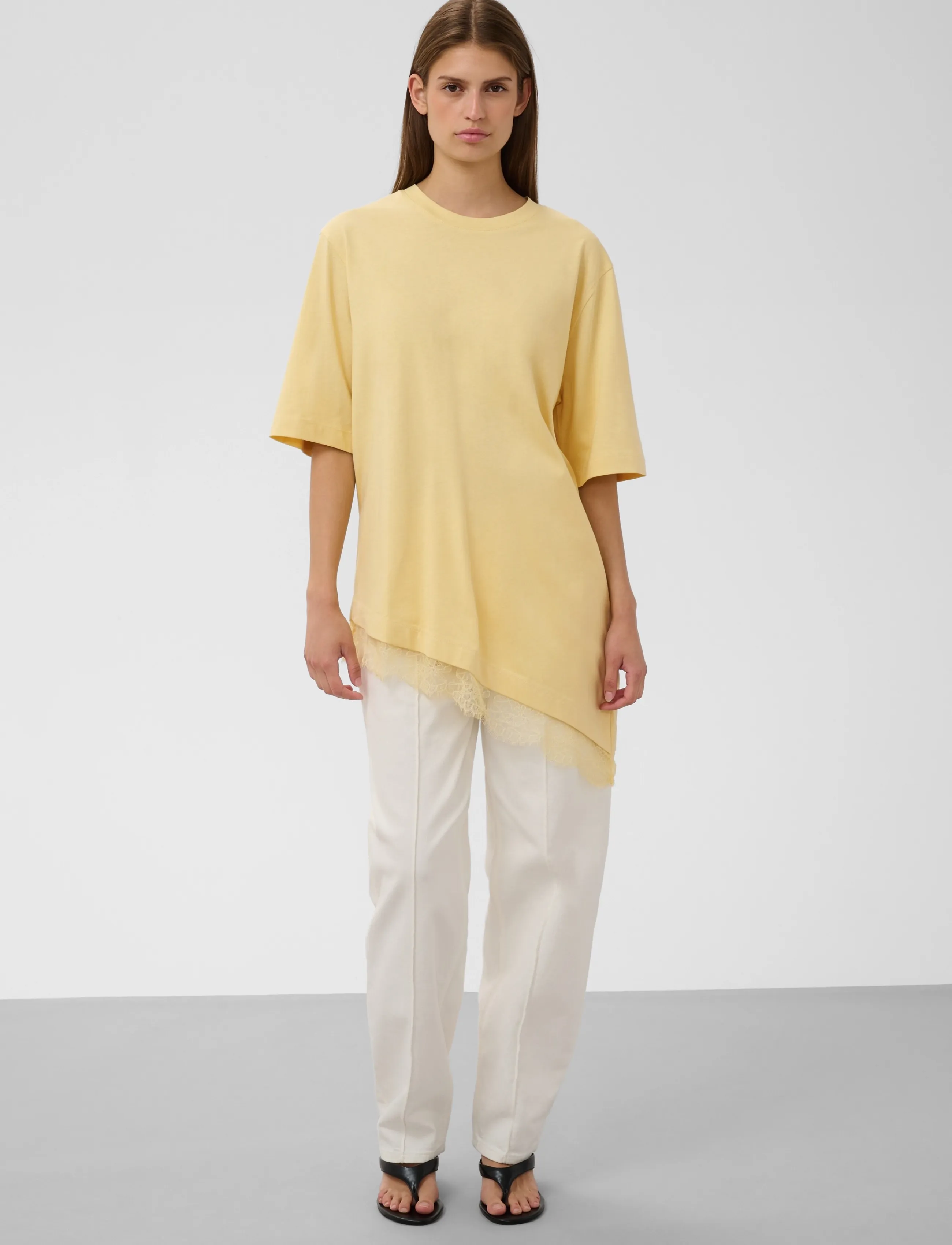 Soaked SLJina Lace Tee - T-shirts - REED YELLOW / yellow