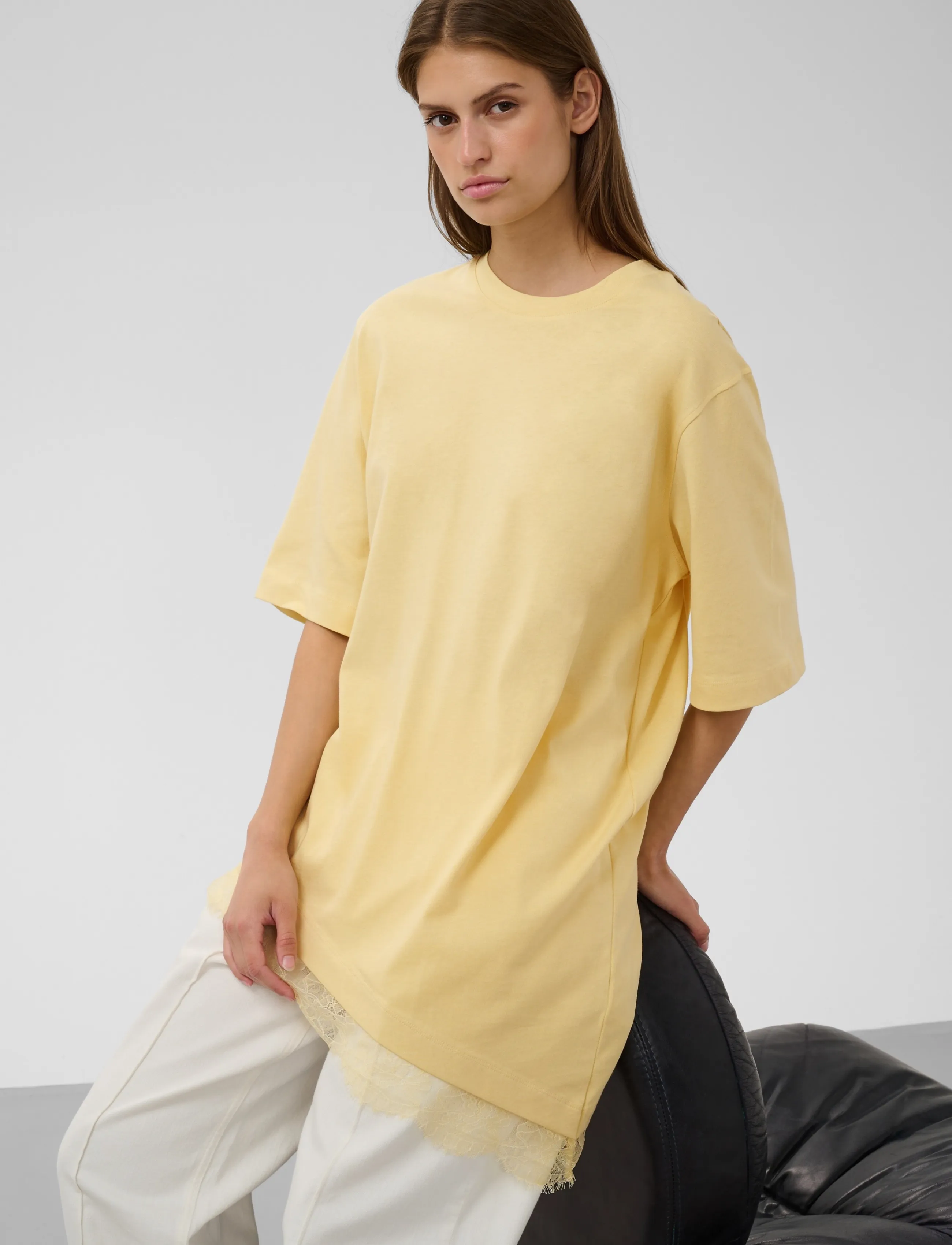 Soaked - SLJina Lace Tee - t-shirts - reed yellow - 4