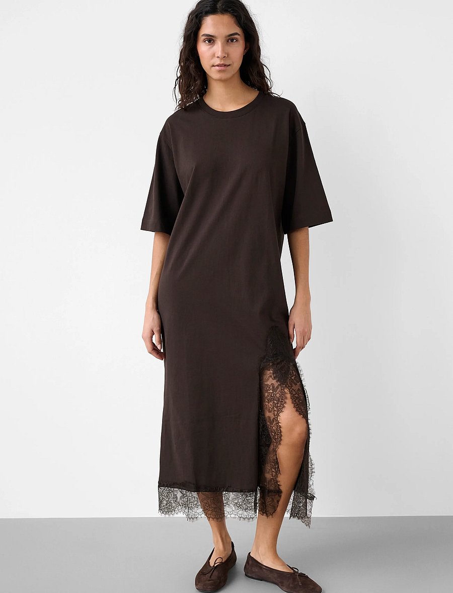 Soaked - SLJina Lace Dress - t-shirt-kleider - chocolate torte - 0