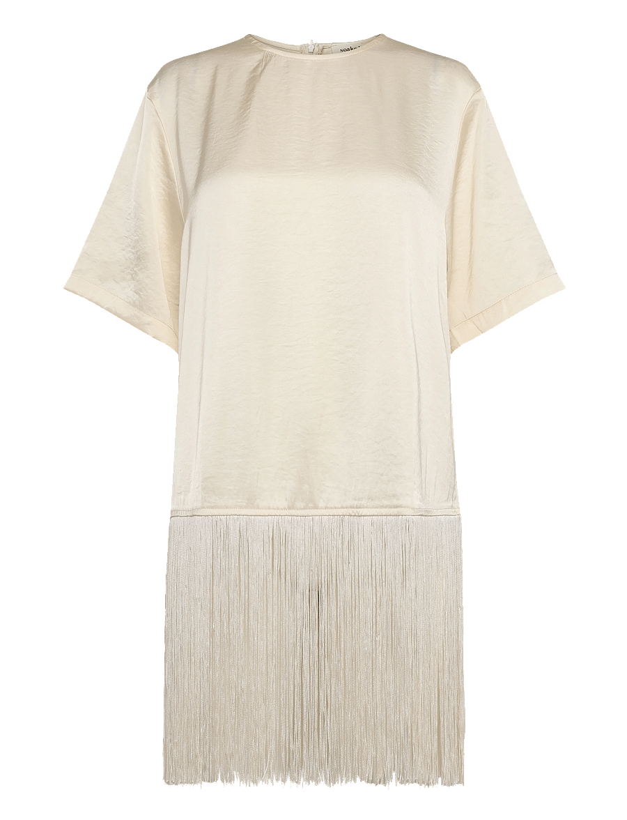 Soaked - SLVerona Fringe Blouse - kortärmade blusar - antique white - 1