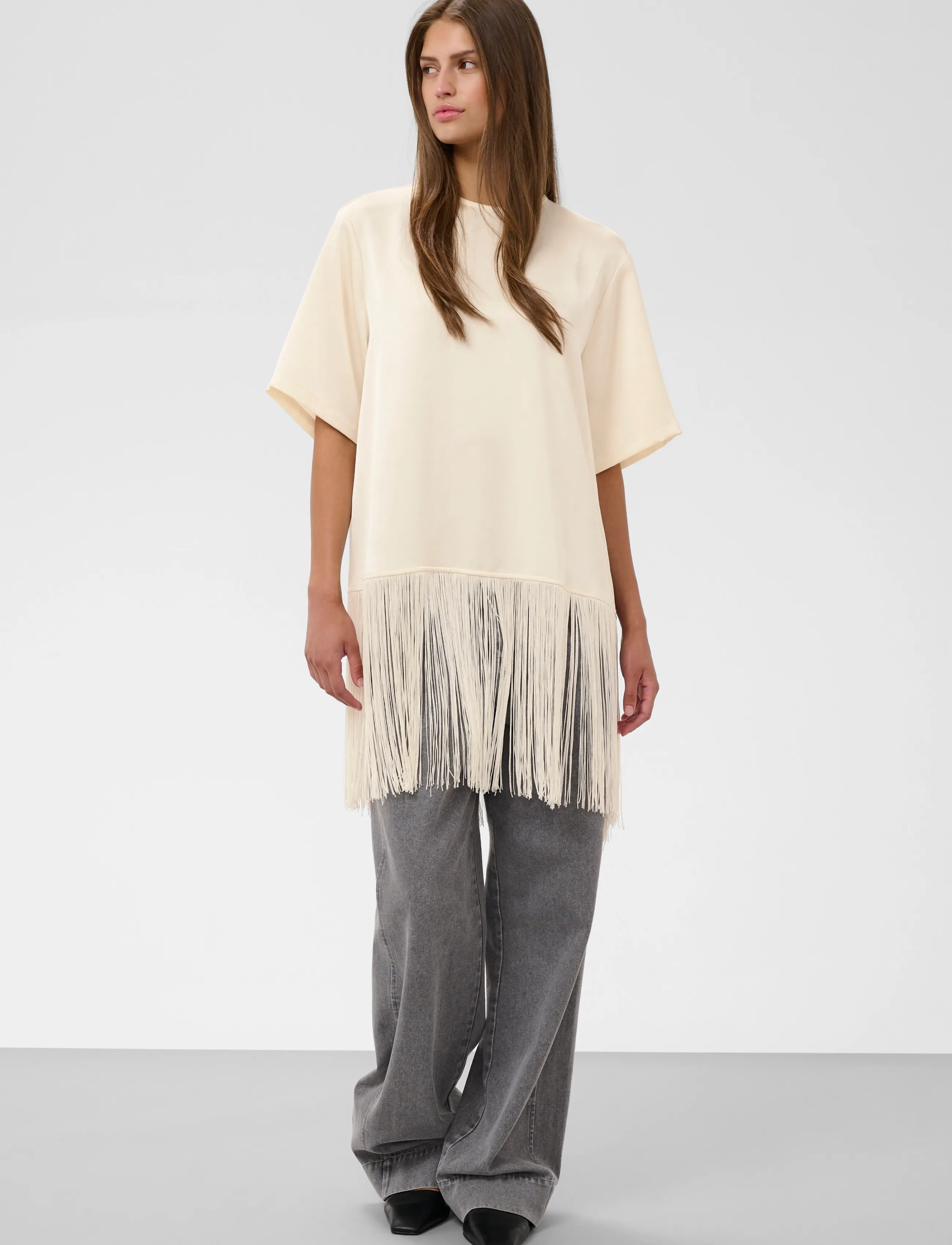 Soaked - SLVerona Fringe Blouse - short-sleeved blouses - antique white - 3