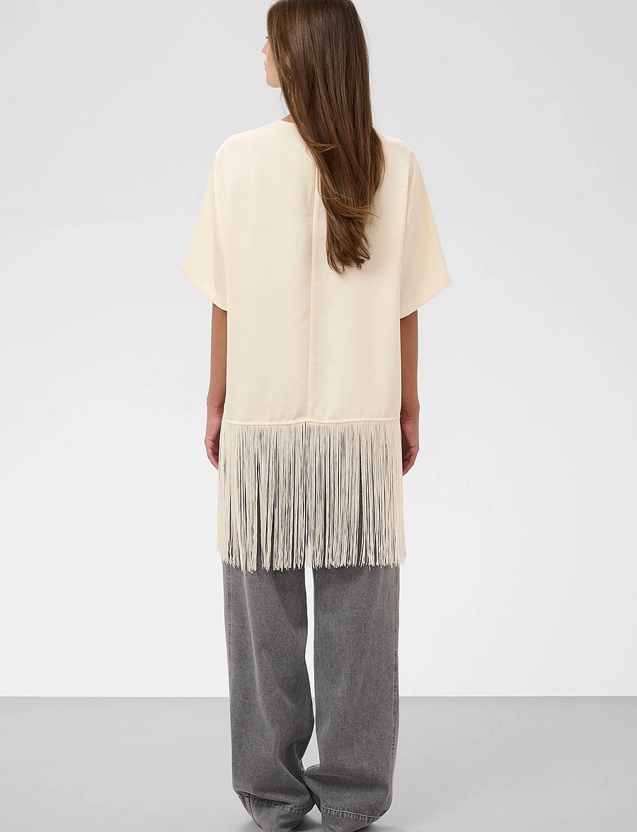 Soaked - SLVerona Fringe Blouse - kortärmade blusar - antique white - 4