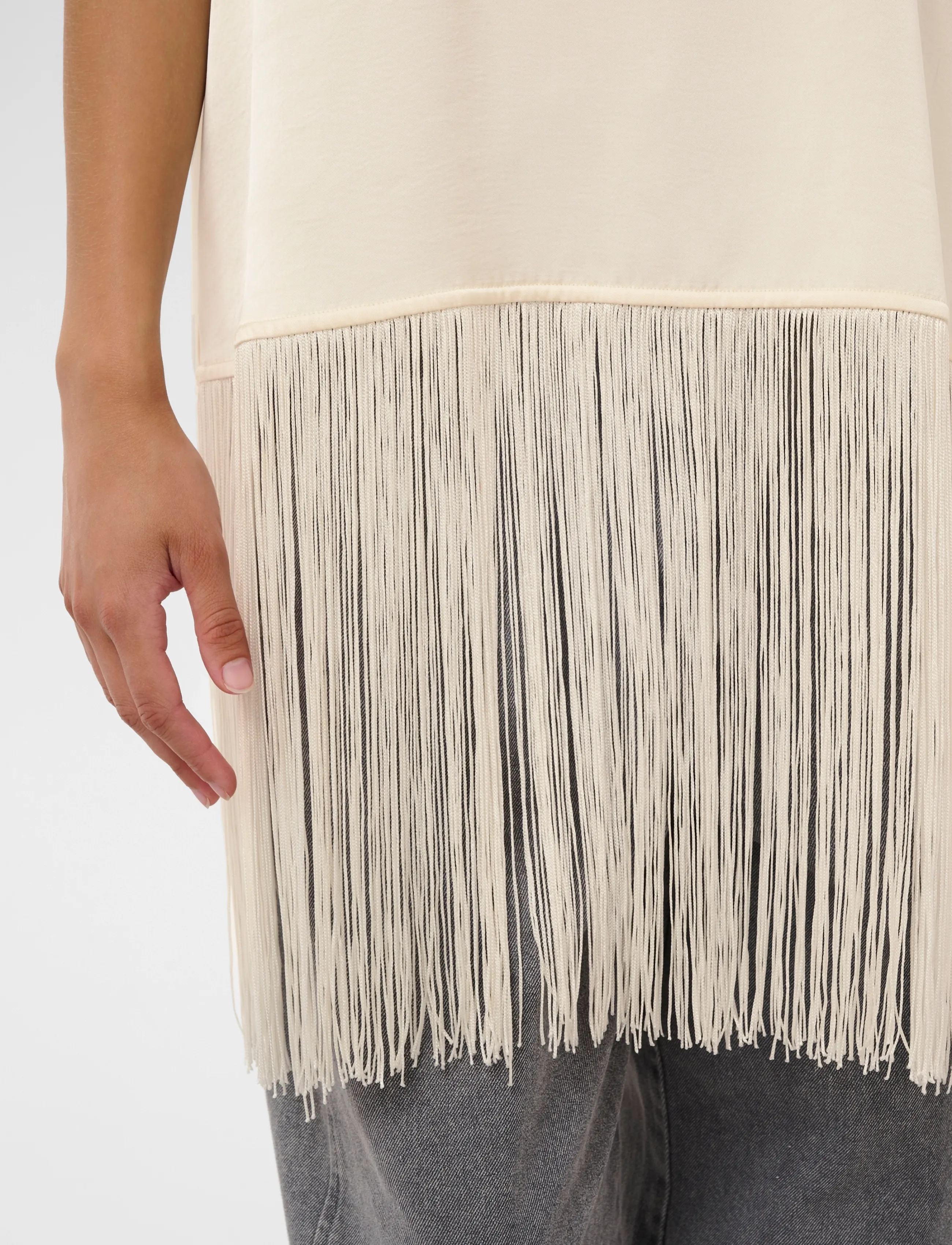 Soaked - SLVerona Fringe Blouse - kortärmade blusar - antique white - 5