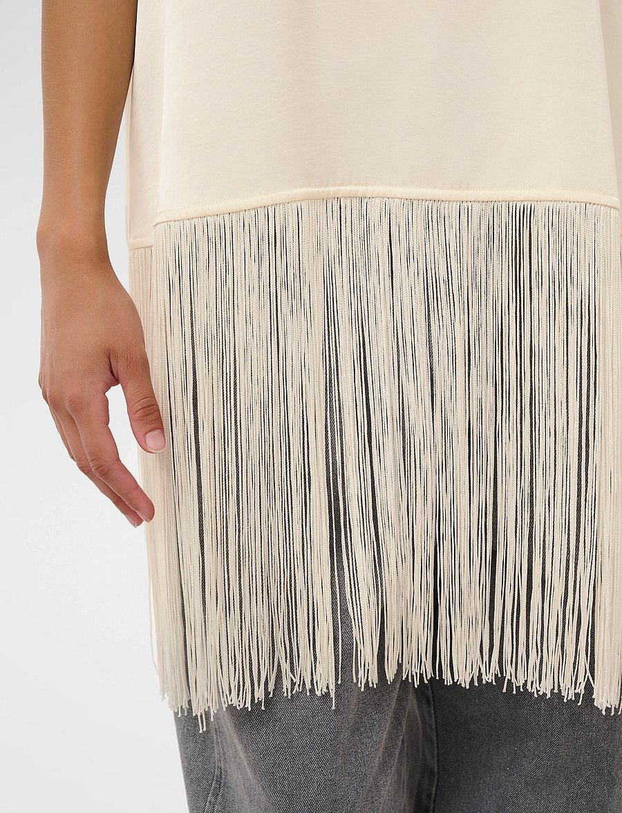 Soaked - SLVerona Fringe Blouse - kortärmade blusar - antique white - 5