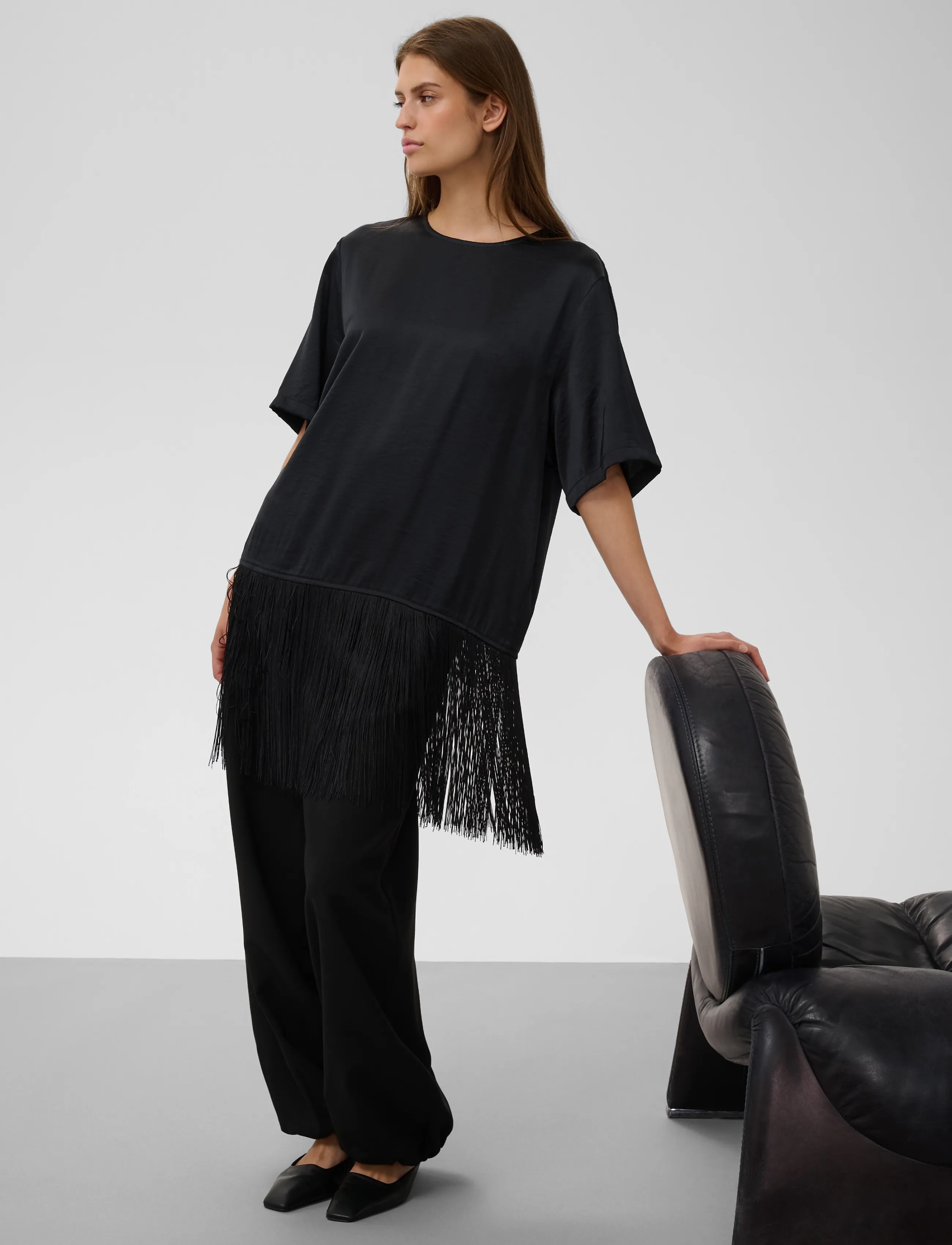 Soaked Slverona Fringe Blouse, Kvinder, Frynsebluse, Sort, Str: M