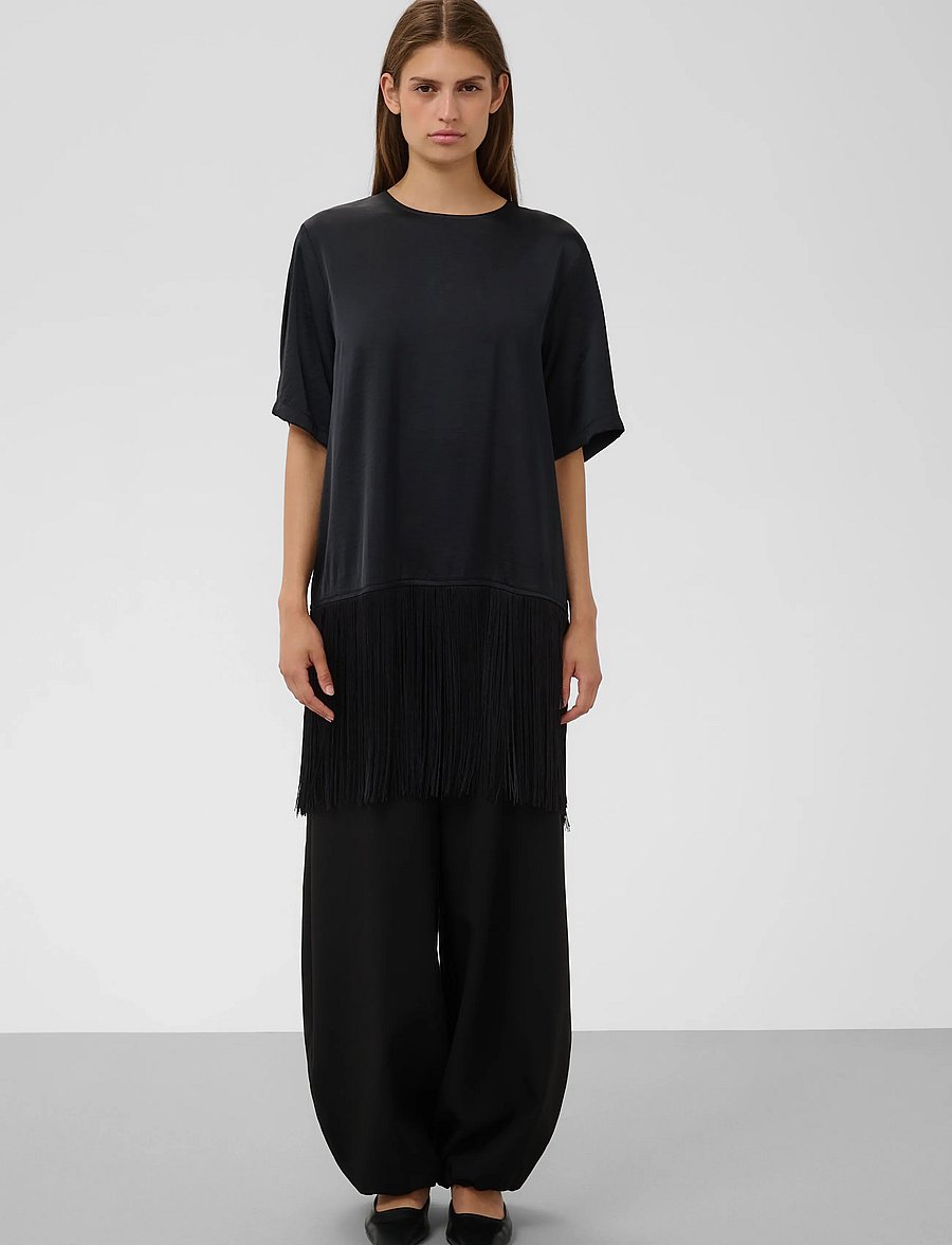Soaked - SLVerona Fringe Blouse - kortærmede bluser - black - 2