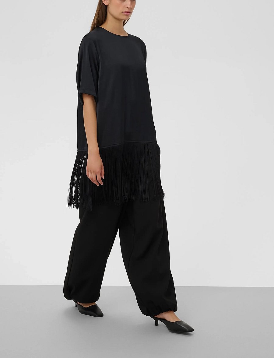 Soaked - SLVerona Fringe Blouse - kurzärmelige blusen - black - 4
