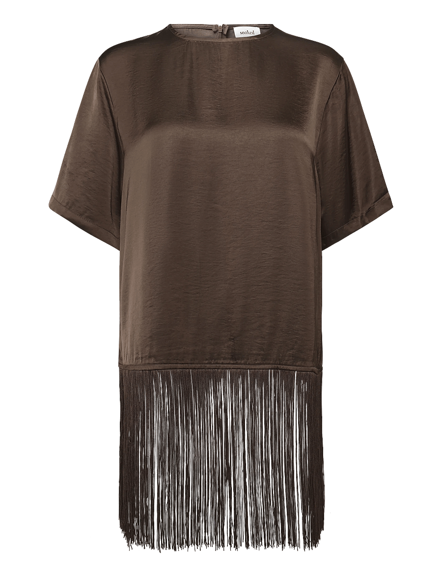 Soaked - SLVerona Fringe Blouse - kurzärmelige blusen - chocolate brown - 1