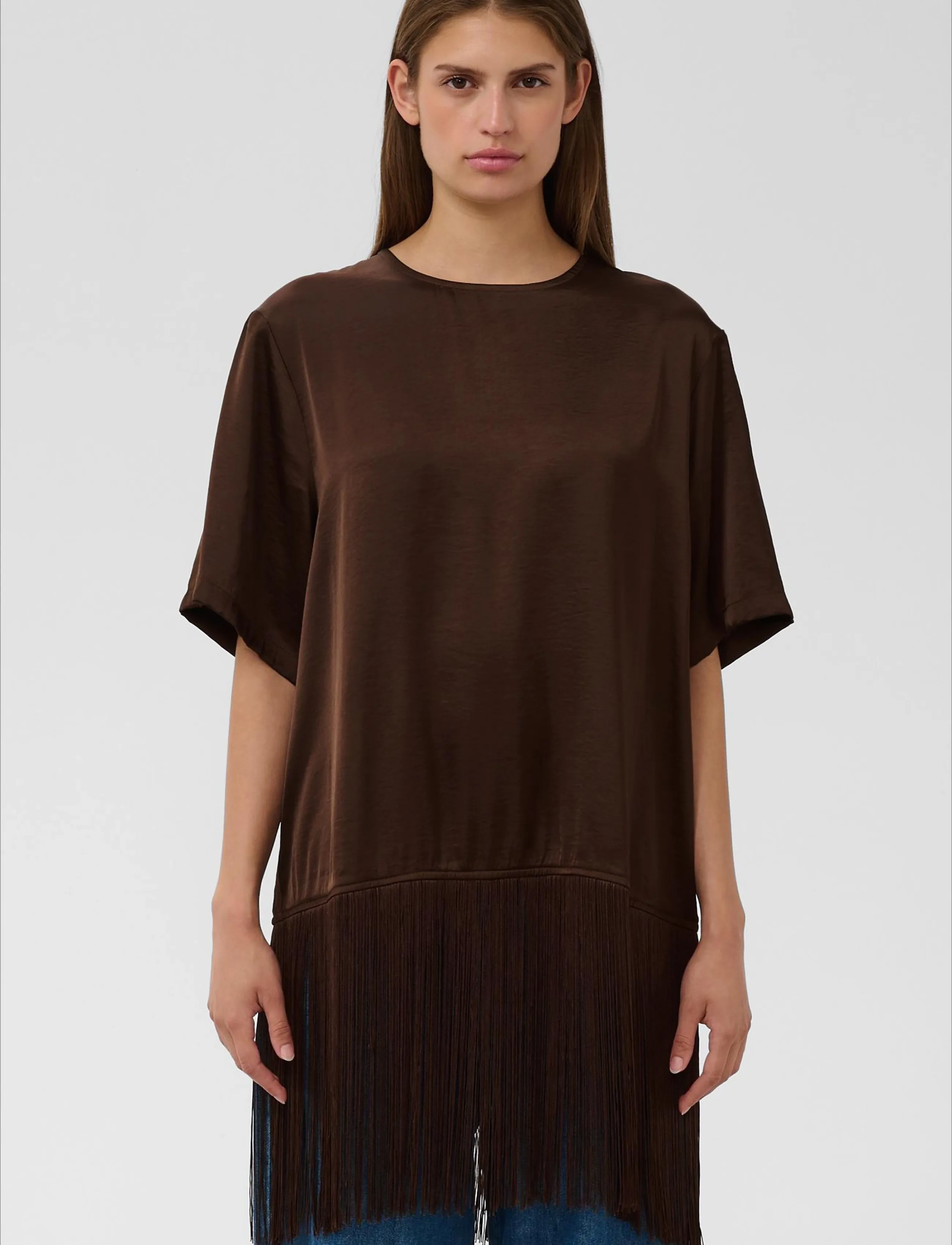 Soaked SLVerona Fringe Blouse - Kurzärmelige Blusen - CHOCOLATE BROWN / brown