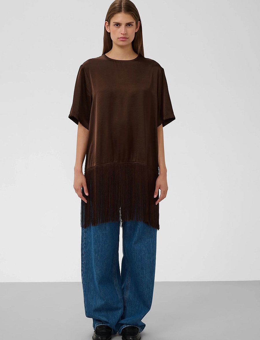 Soaked - SLVerona Fringe Blouse - kurzärmelige blusen - chocolate brown - 3