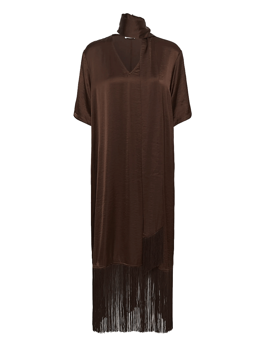 Soaked - SLVerona Fringe Dress - short dresses - chocolate brown - 0