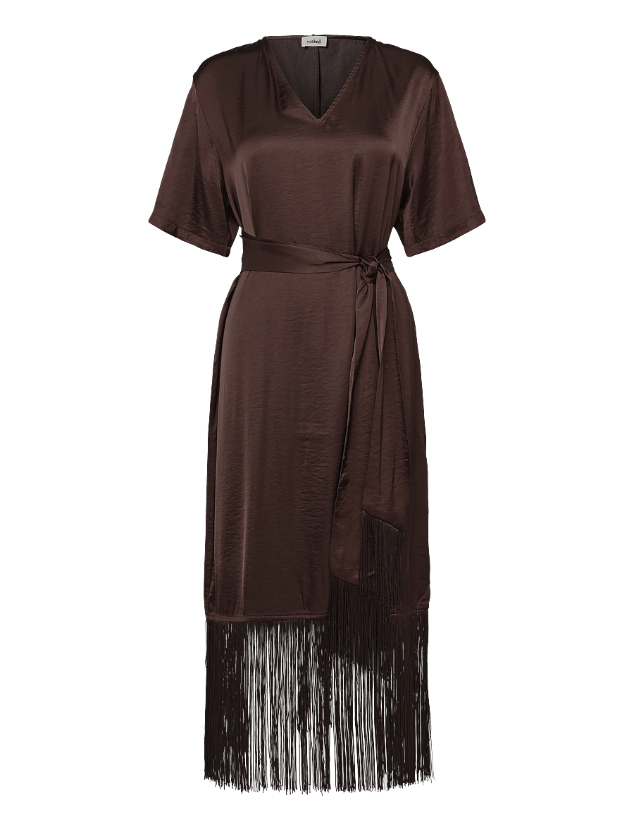 Soaked - SLVerona Fringe Dress - short dresses - chocolate brown - 0