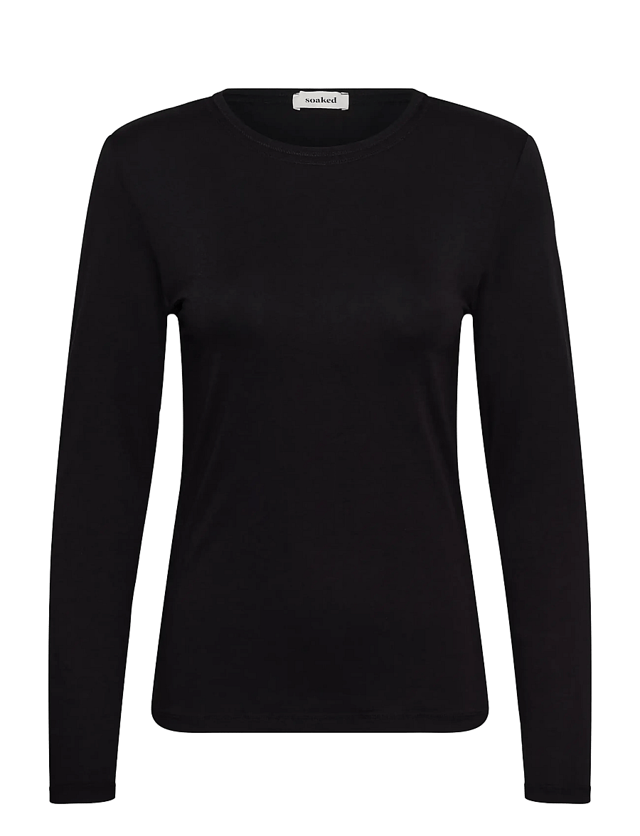 Soaked - SLHanadi Round Neck Tee - langärmlige tops - black - 1