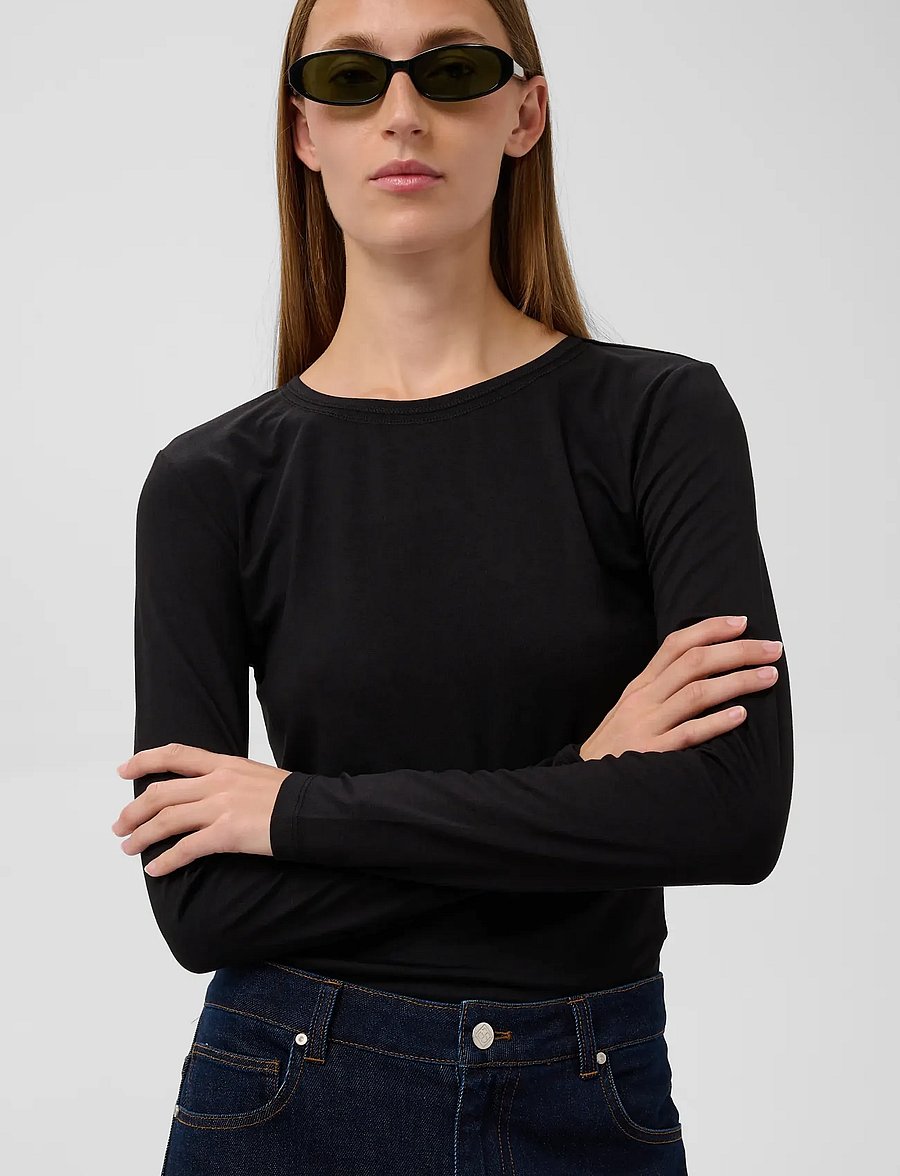 Soaked - SLHanadi Round Neck Tee - langärmlige tops - black - 5