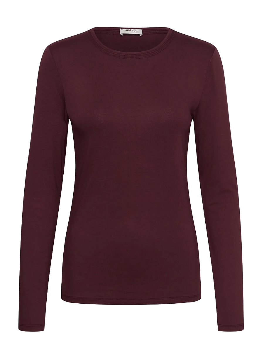 Soaked - SLHanadi Round Neck Tee - long-sleeved tops - fig - 1