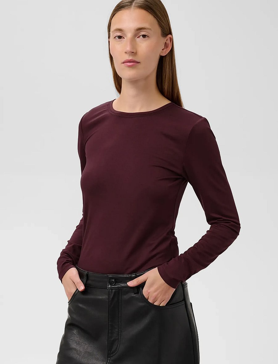 Soaked - SLHanadi Round Neck Tee - long-sleeved tops - fig - 0