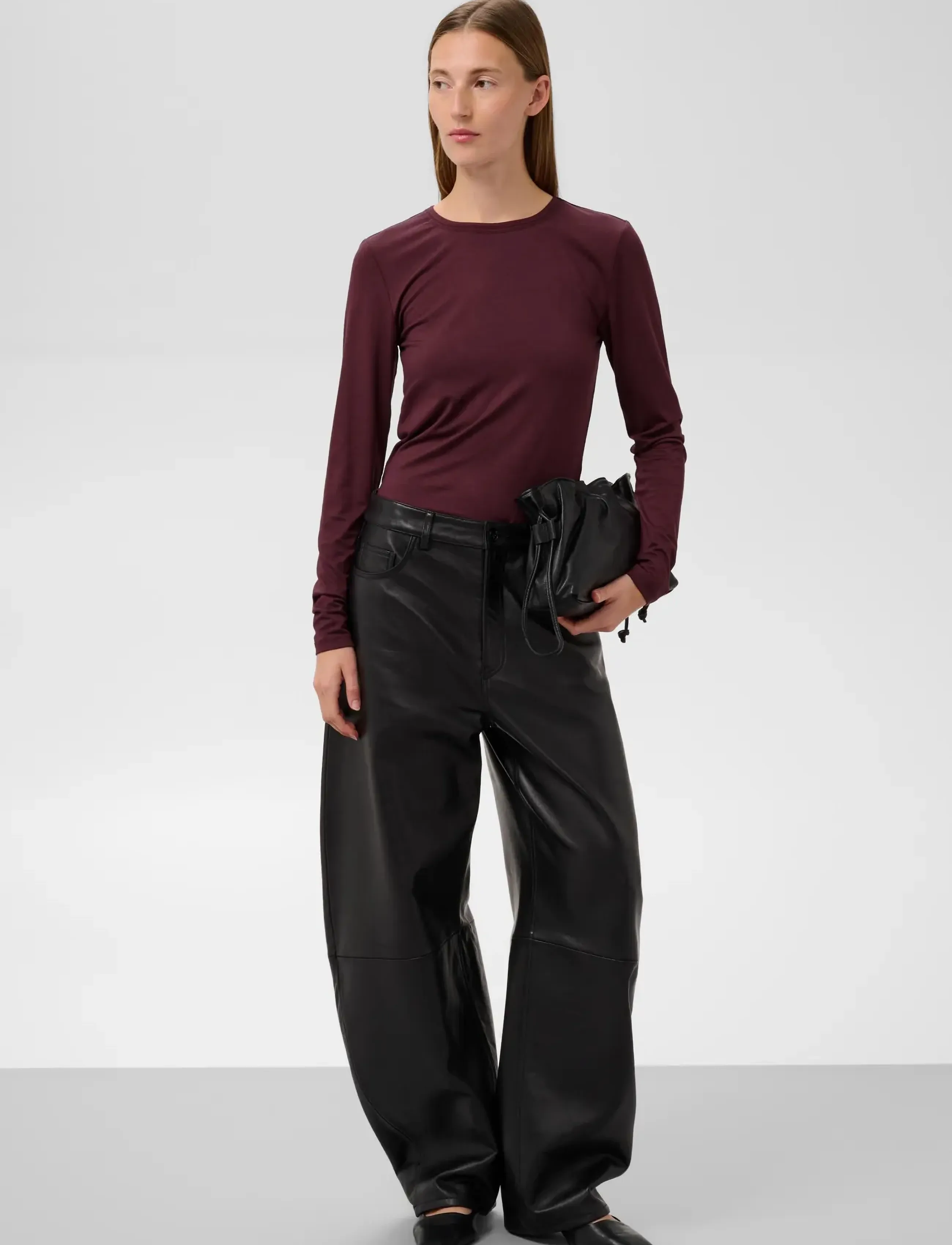 Soaked - SLHanadi Round Neck Tee - long-sleeved tops - fig - 3