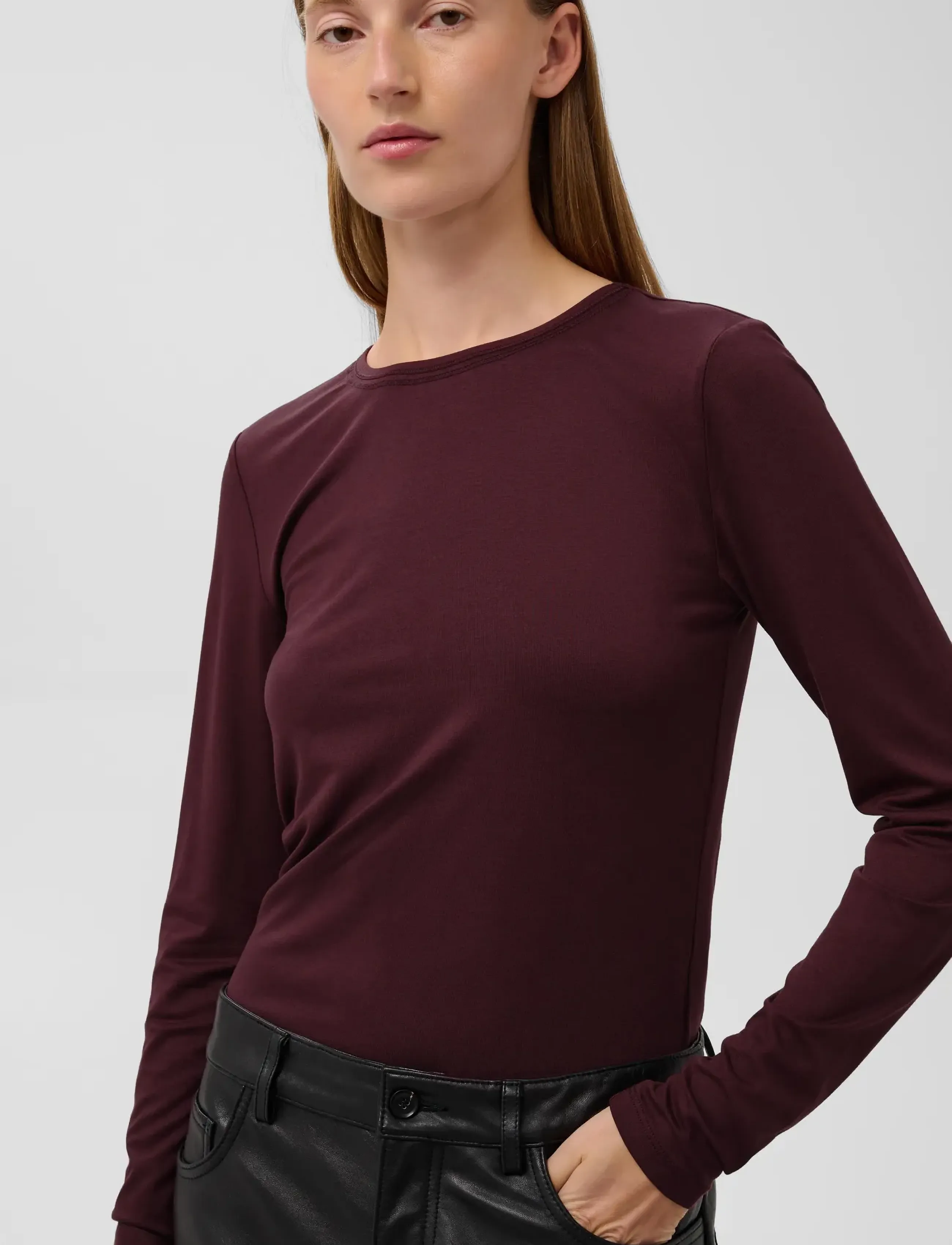 Soaked - SLHanadi Round Neck Tee - long-sleeved tops - fig - 5