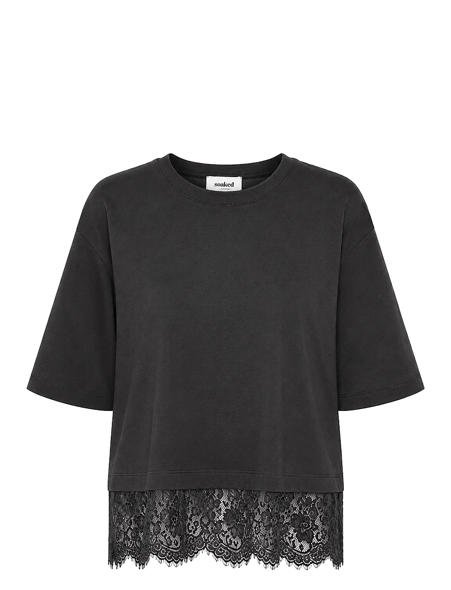 Soaked - SLJina Lace Tee Short - t-shirts - black - 0