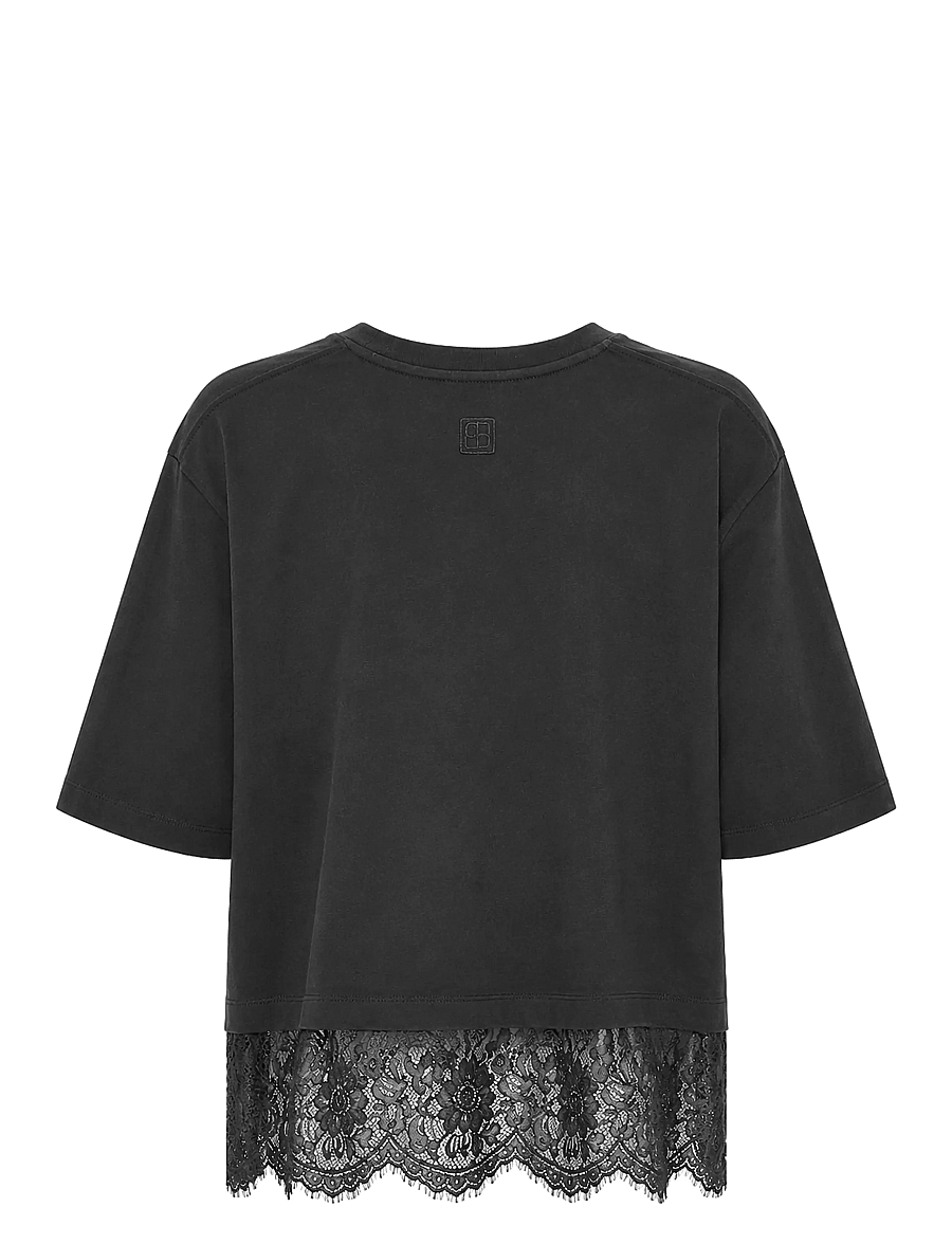 Soaked - SLJina Lace Tee Short - t-shirts - black - 1