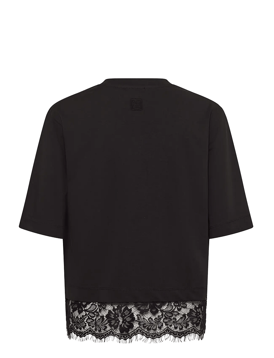 Soaked - SLJina Lace Tee Short - t-shirts - black - 2