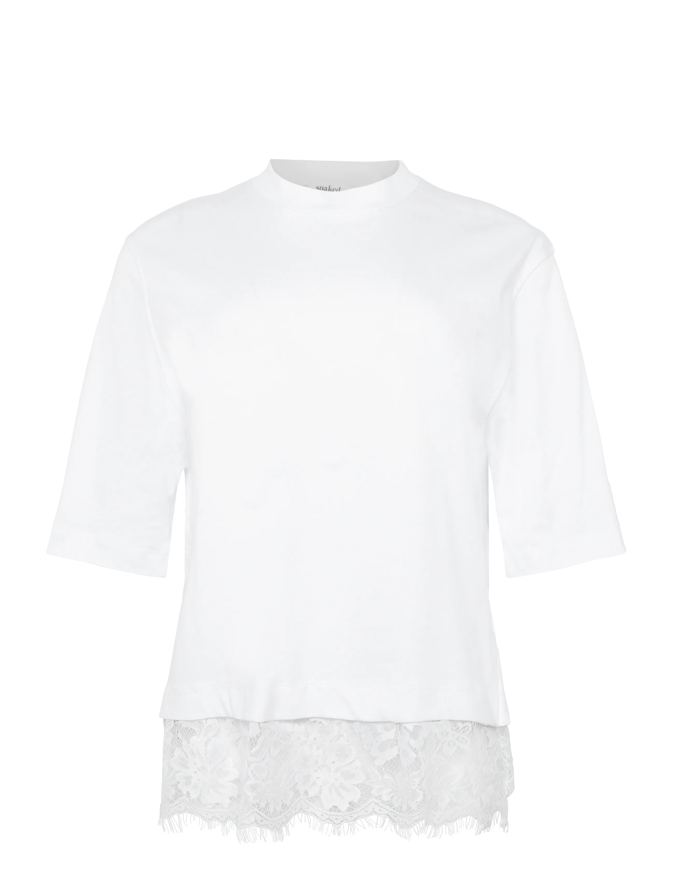 Soaked SLJina Lace Tee Short - T-särgid ja topid - BROKEN WHITE / white