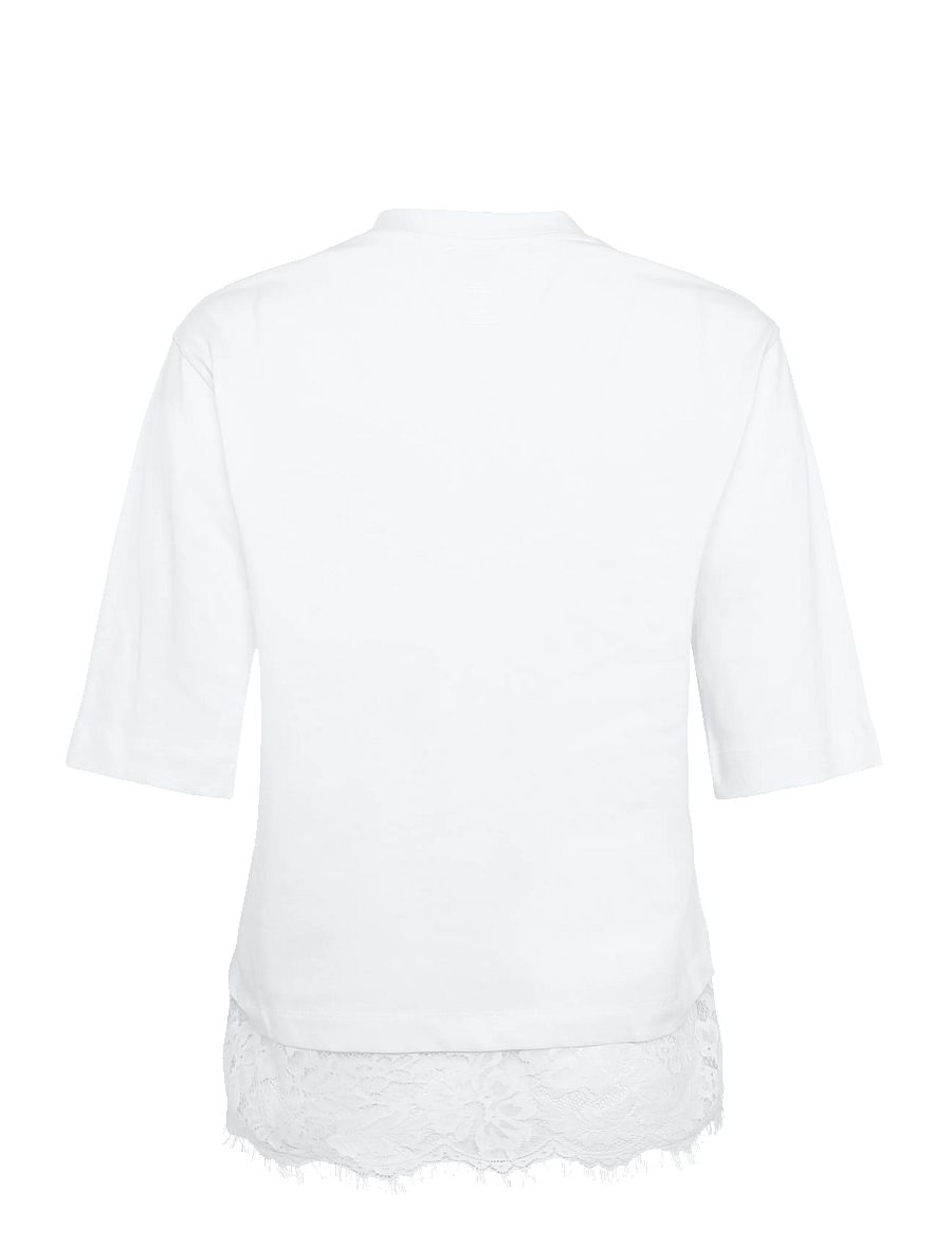 Soaked - SLJina Lace Tee Short - t-särgid - broken white - 1