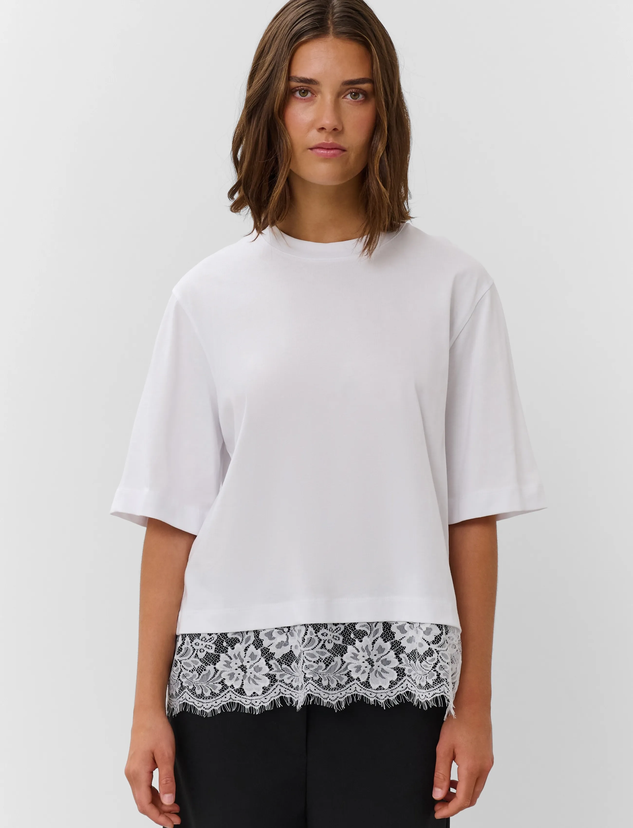 Soaked SLJina Lace Tee Short - T-shirts & Toppe - BROKEN WHITE / white