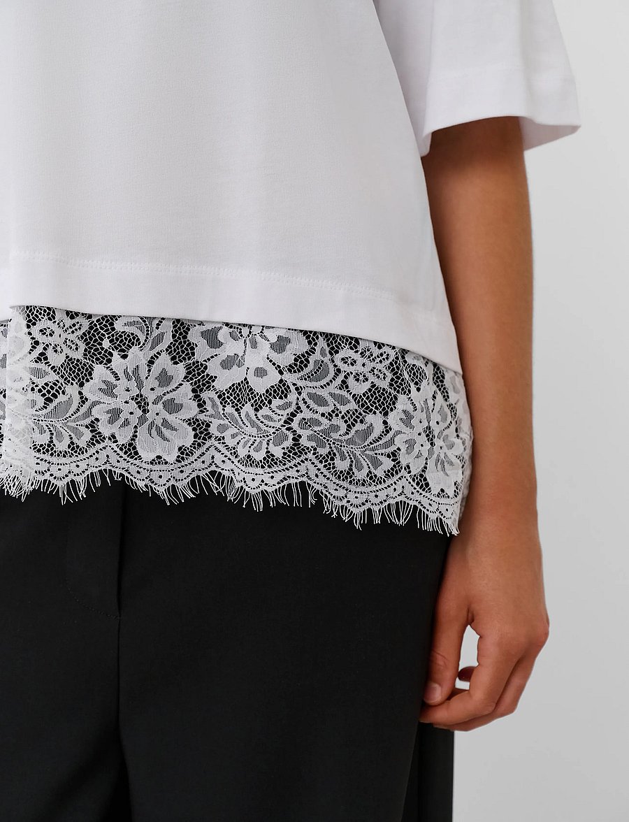 Soaked - SLJina Lace Tee Short - t-shirts - broken white - 4