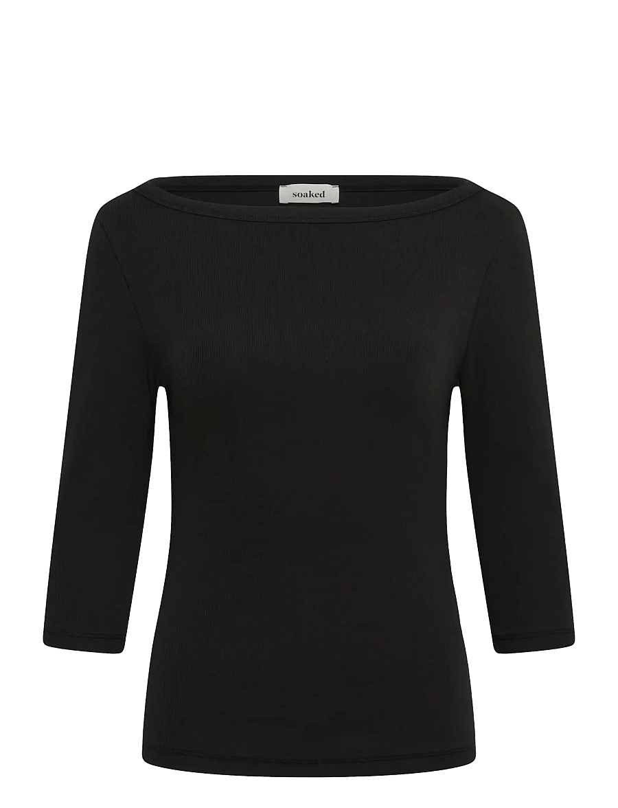 Soaked - SLSerenella Boat Neck T-shirt - langærmede toppe - black - 1