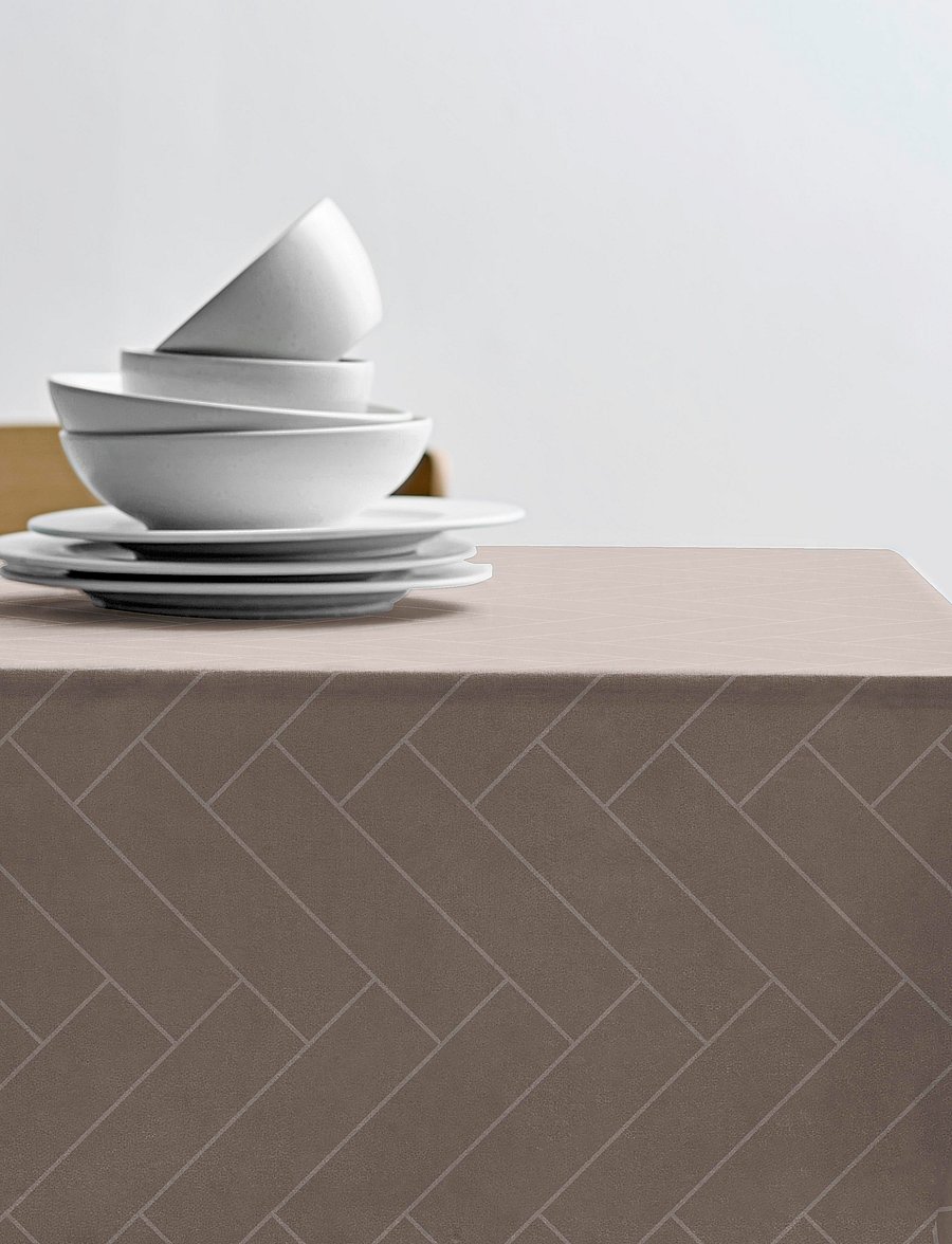 Södahl - Tablecloth Tiles Damask - staltiesės ir stalo takeliai - taupe - 0