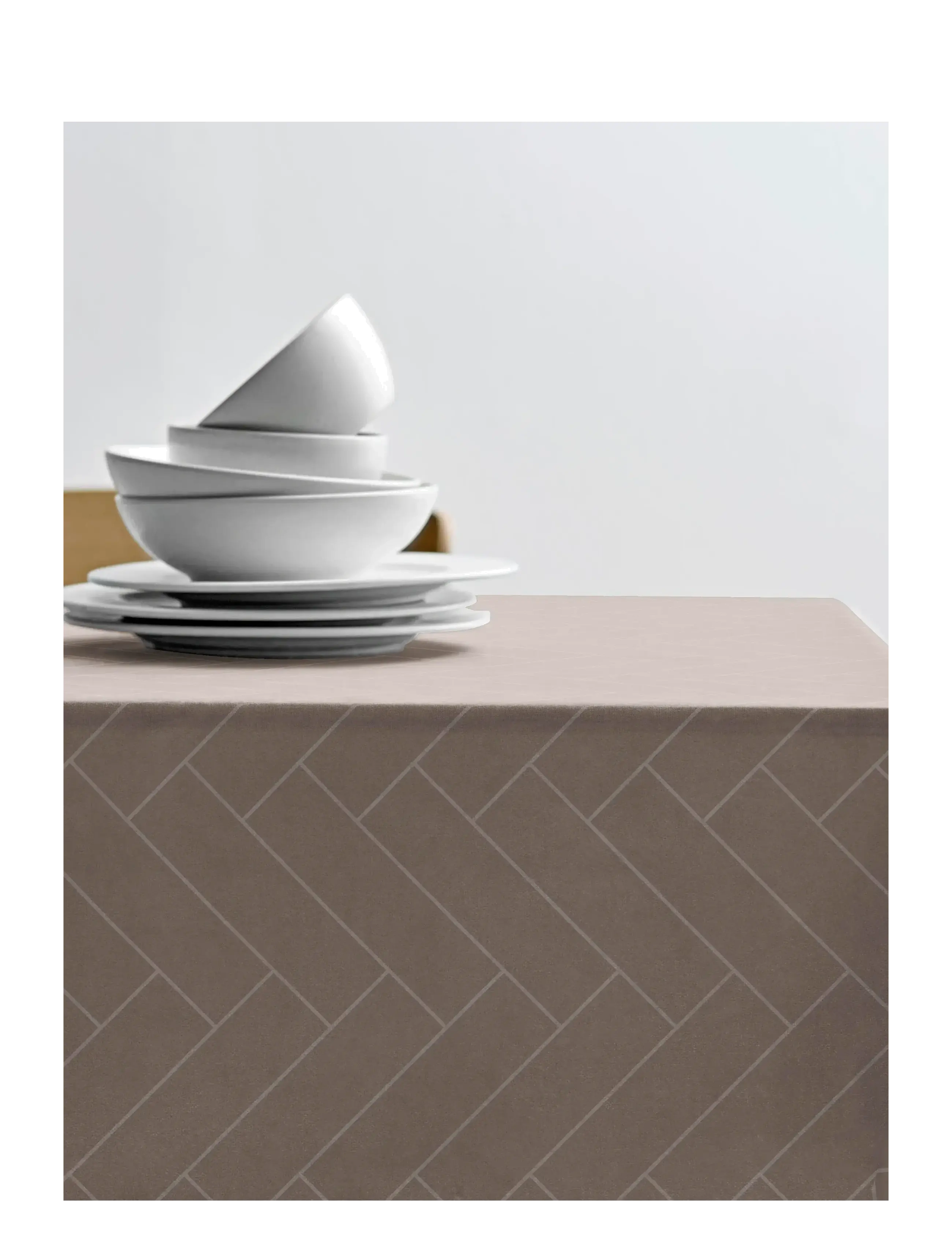 Södahl Tablecloth Tiles Damask - Tischdecken & Tischläufer - TAUPE / brown