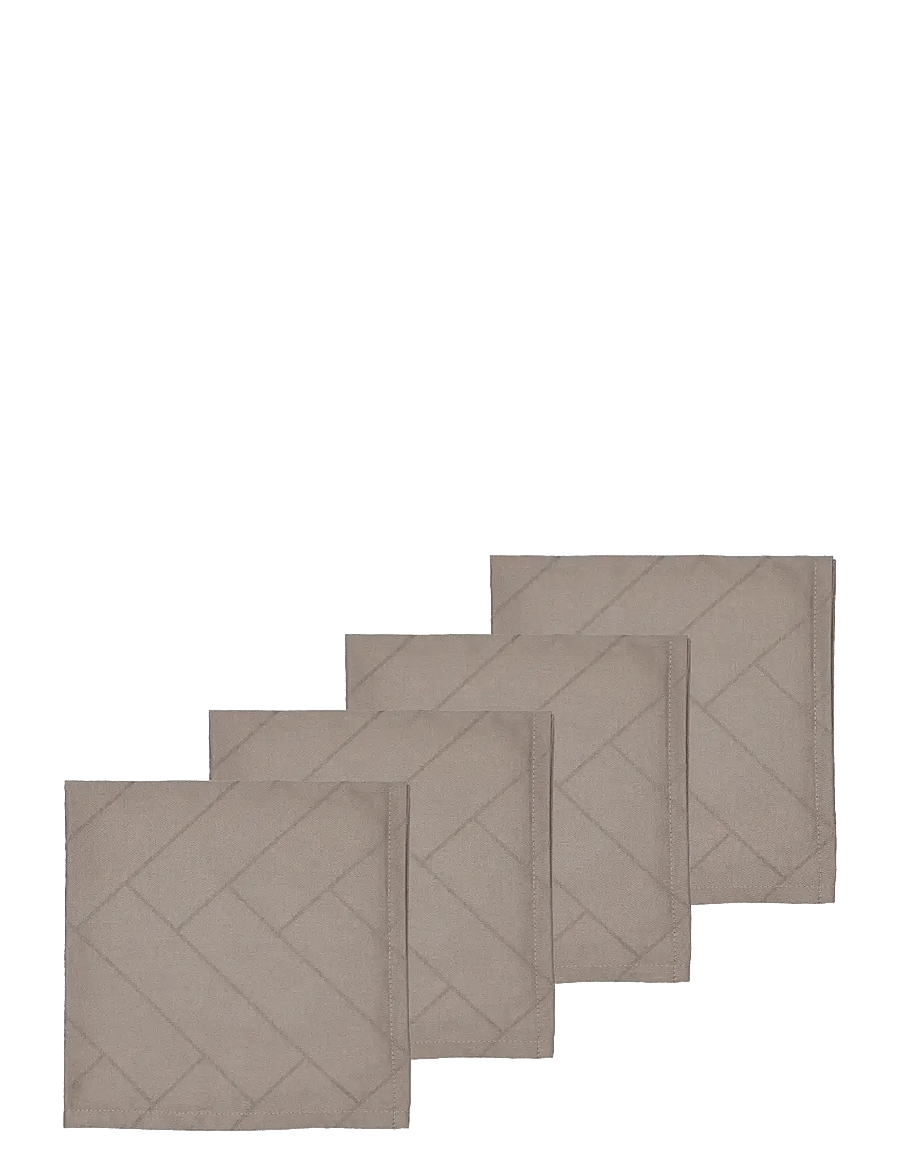 Södahl - Napkins Tiles Damask Taupe 4 pcs - linased ja puuvillased salvrätikud - taupe - 1
