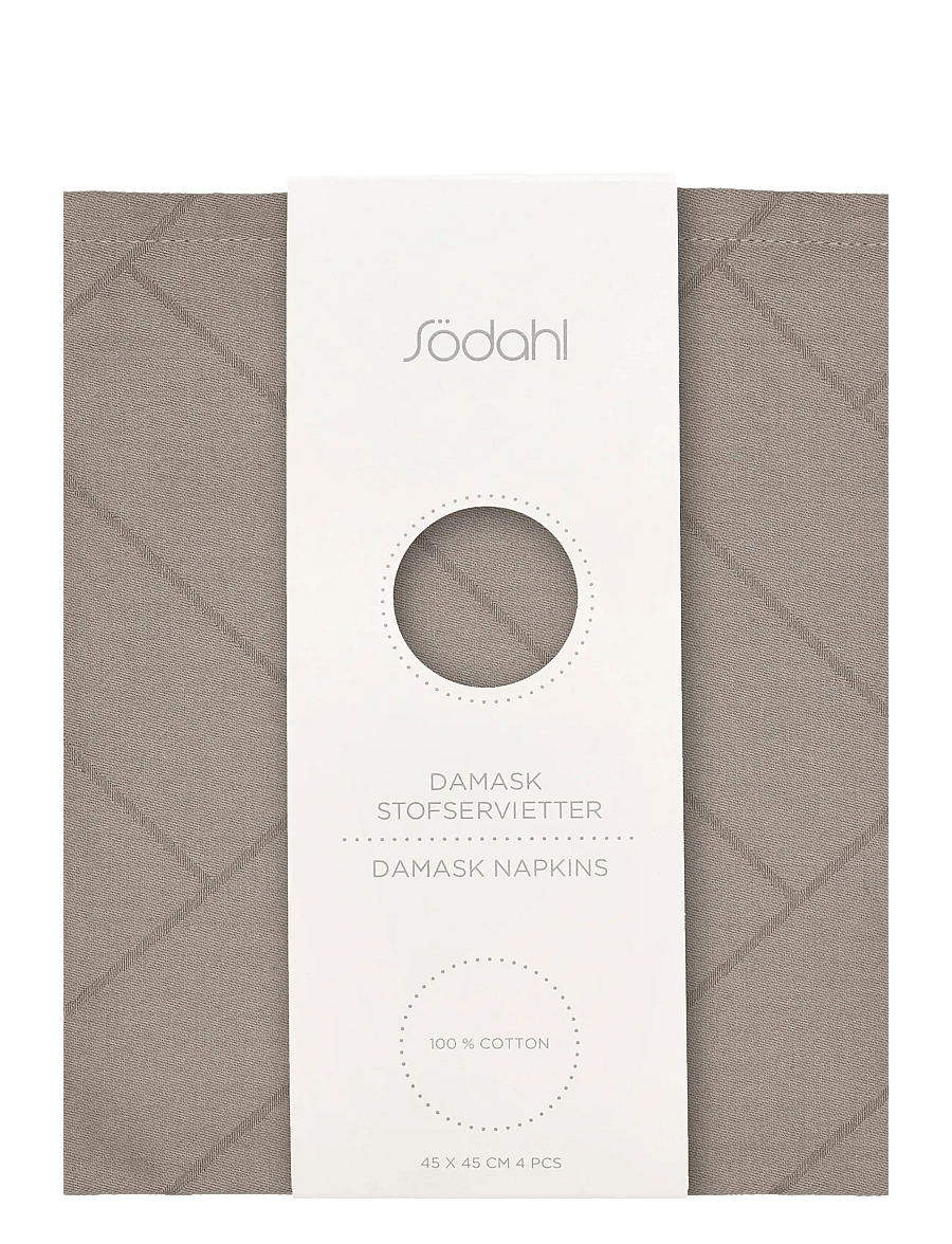 Södahl - Napkins Tiles Damask Taupe 4 pcs - linased ja puuvillased salvrätikud - taupe - 2