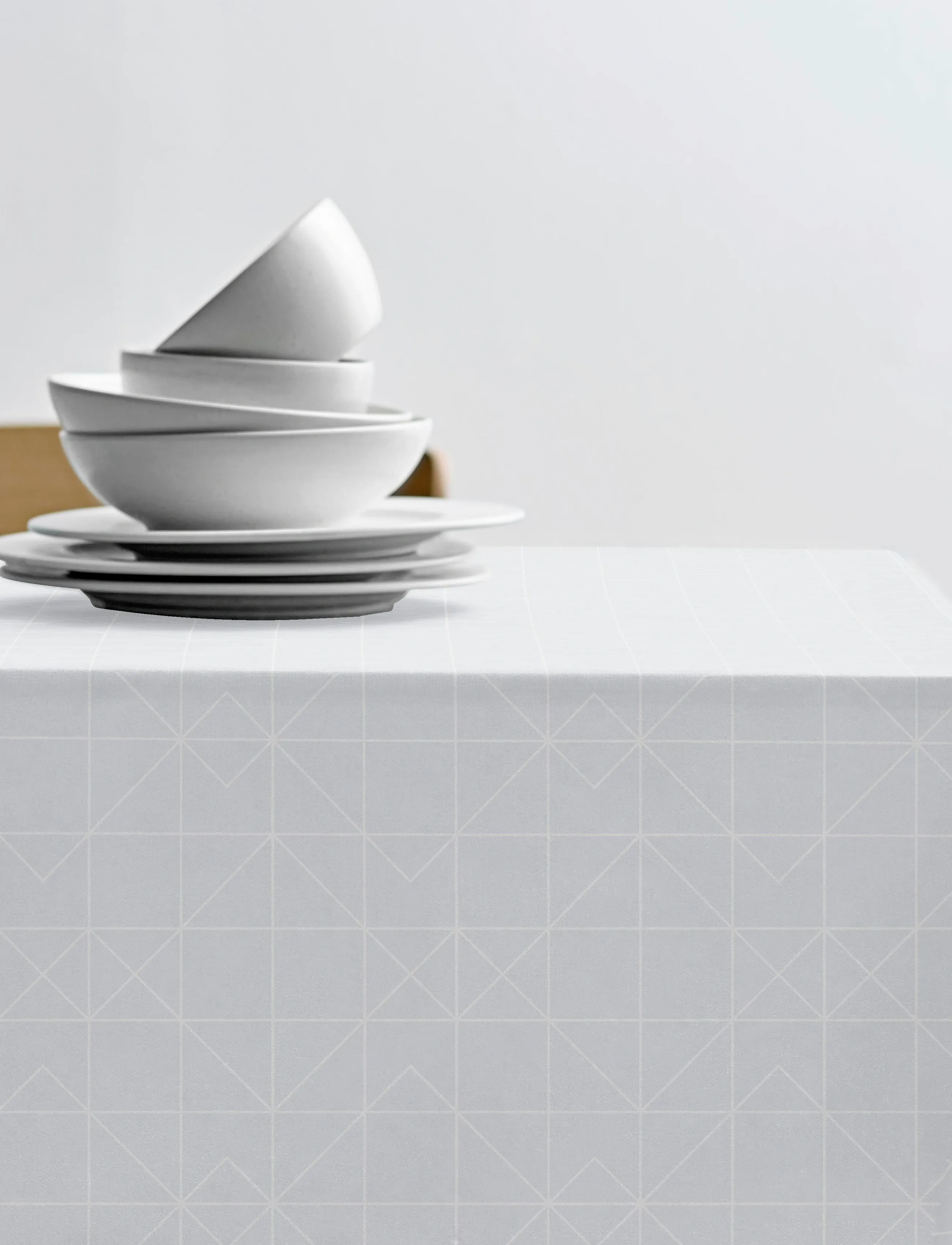 Södahl Dug 140X220 Tiles Damask White, 140X220 cm, White, Køkkentekstiler > Duge Og Bordløbere, Unisex