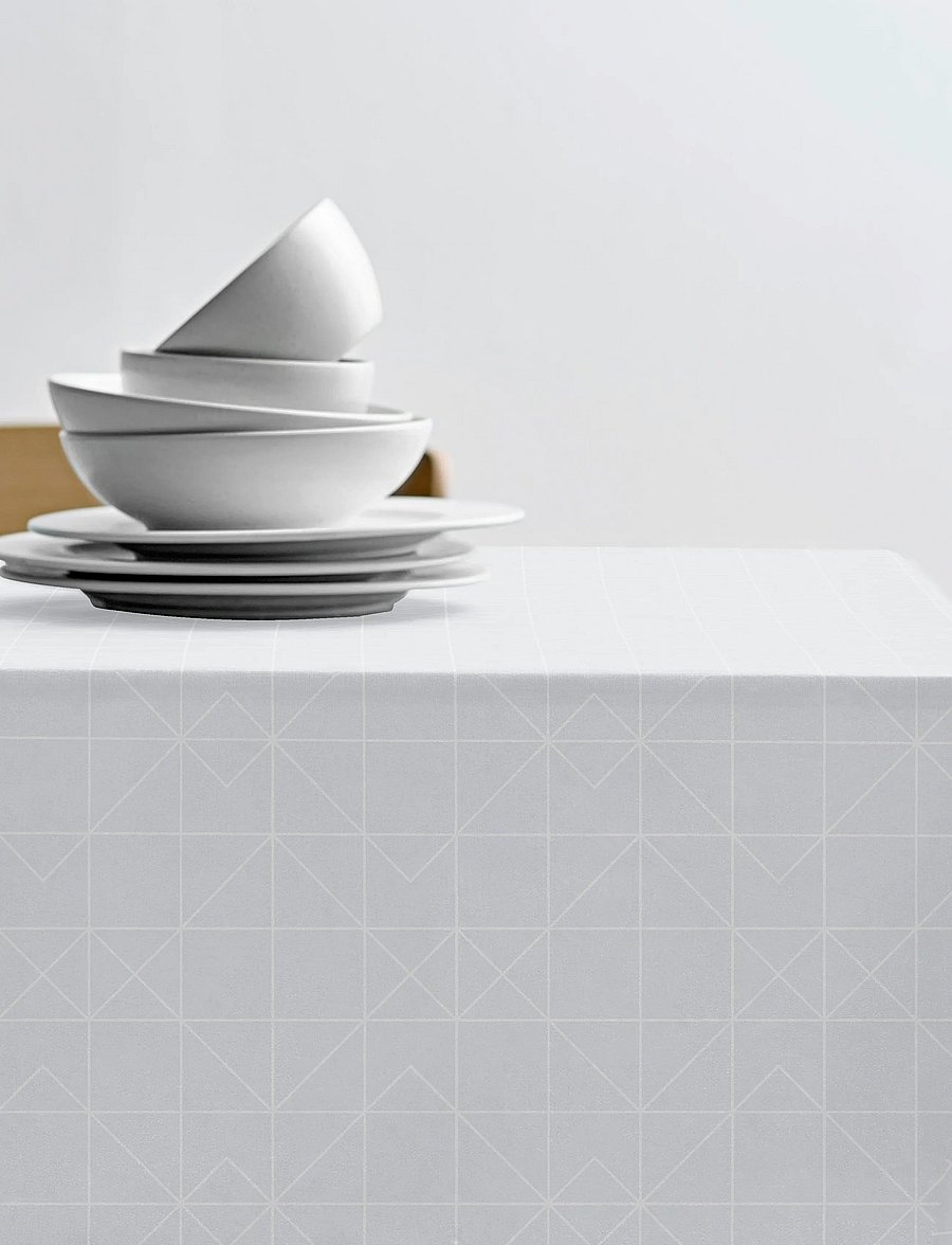 Södahl - Tablecloth Tiles Damask - tischdecken & tischläufer - white - 0