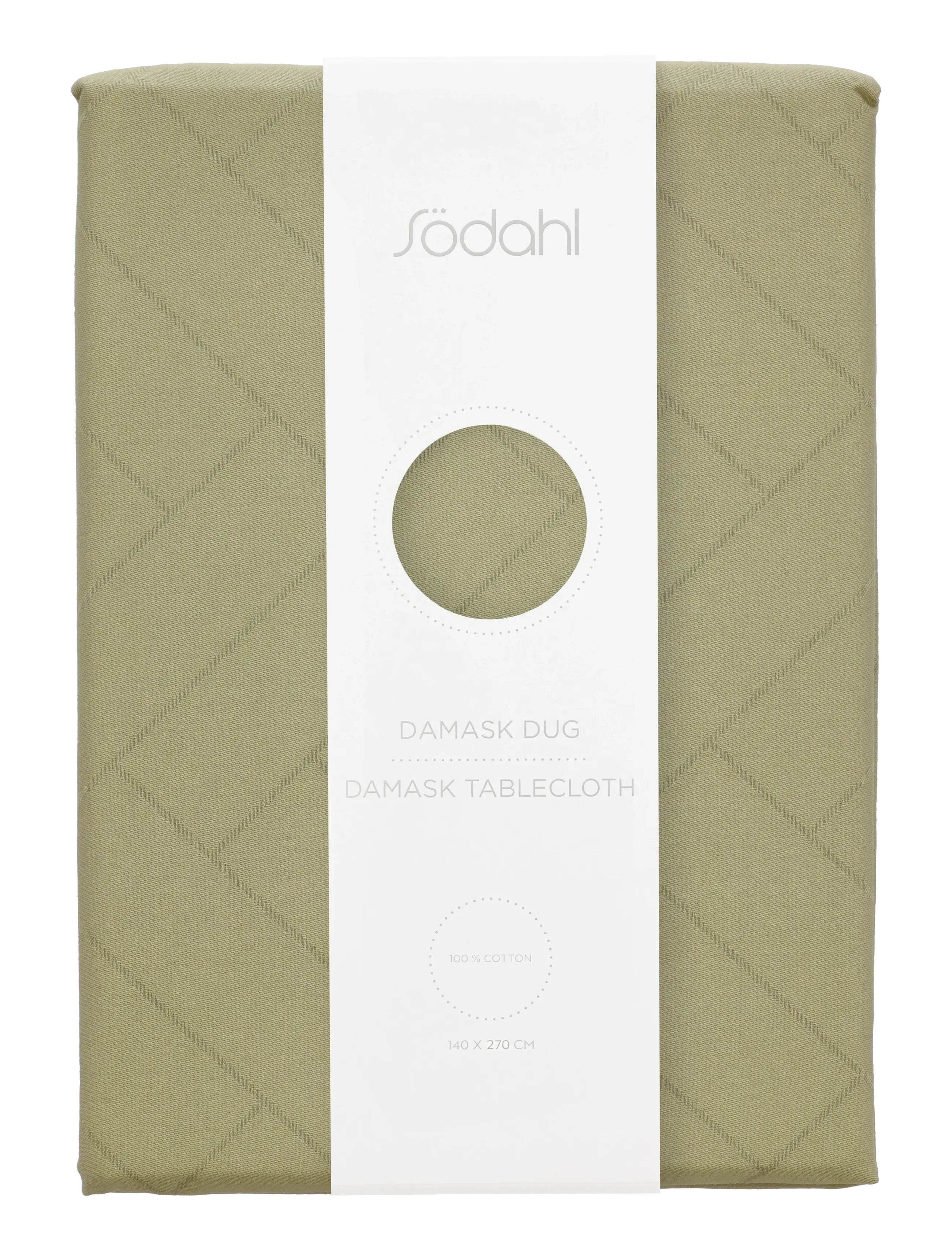 Södahl Dug 140x320 Tiles Damask Eucalyptus - Vis alt - EUCALYPTUS / khaki/green