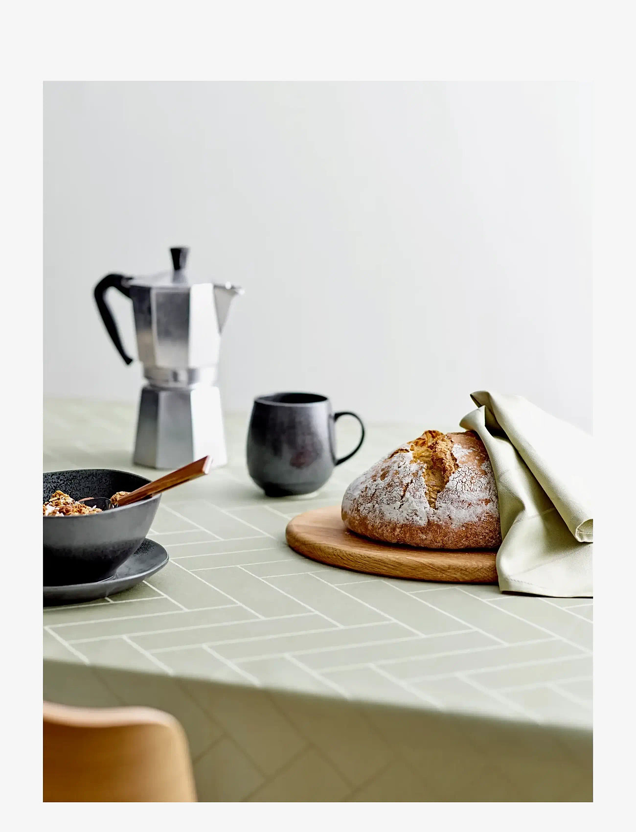 Södahl - Duk 140x320 Tiles Damast Eucalyptus - köp efter pris - eucalyptus - 1