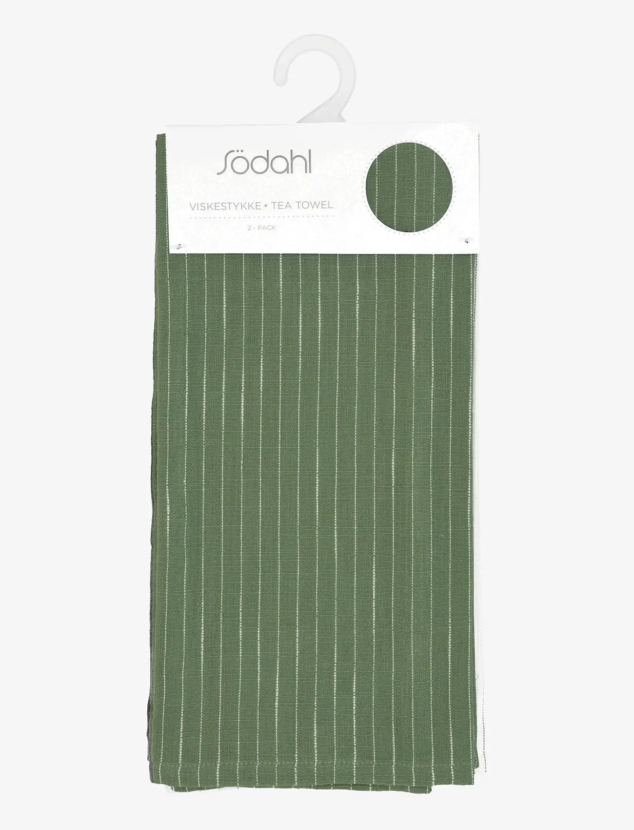 Södahl - Tea towel 50x70 Line 2 pcs Olive/White - köögirätikud - olive/white - 0
