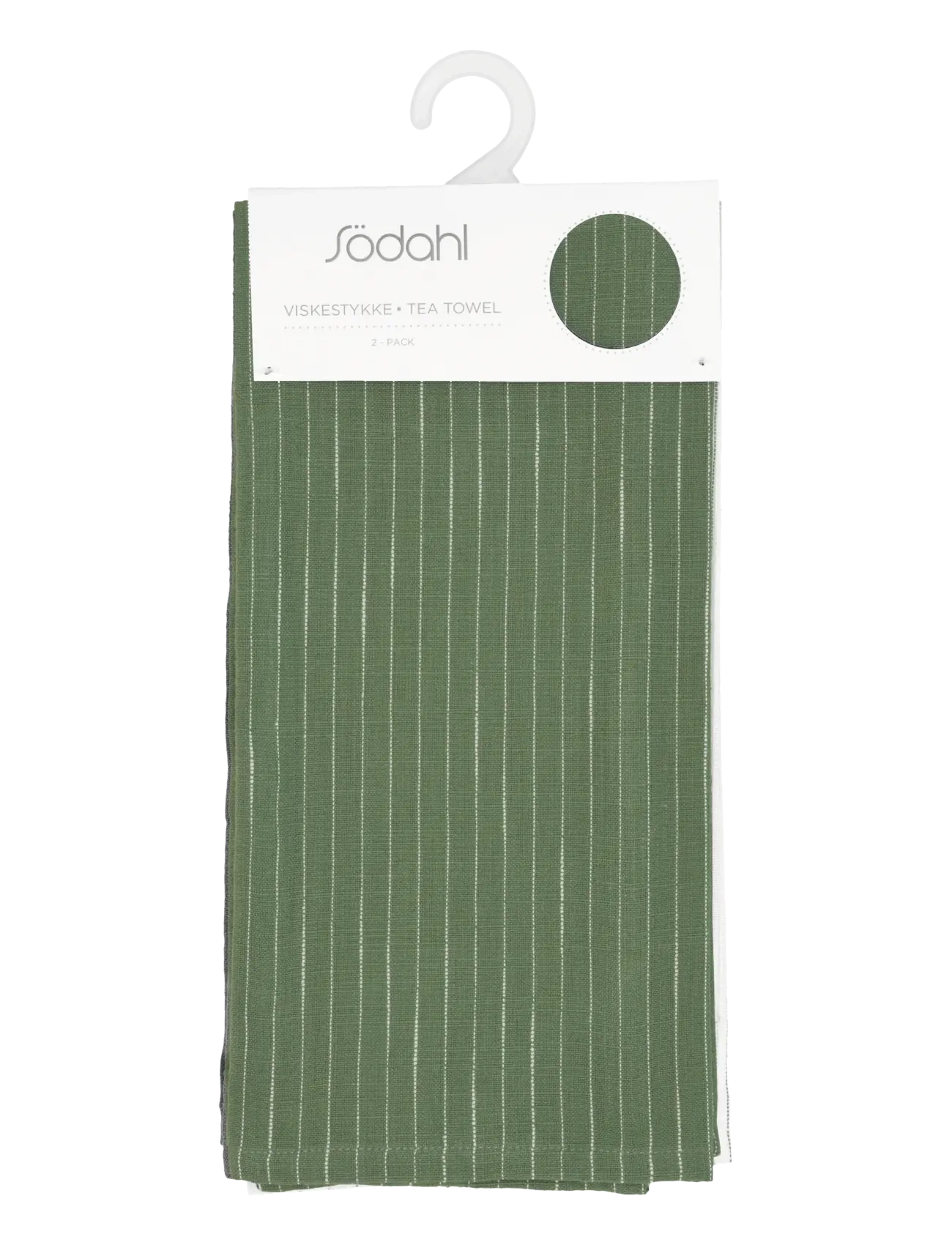 Södahl Viskestykke 50x70 Line 2 stk. Olive/White - Tekstiler - OLIVE/WHITE / multi